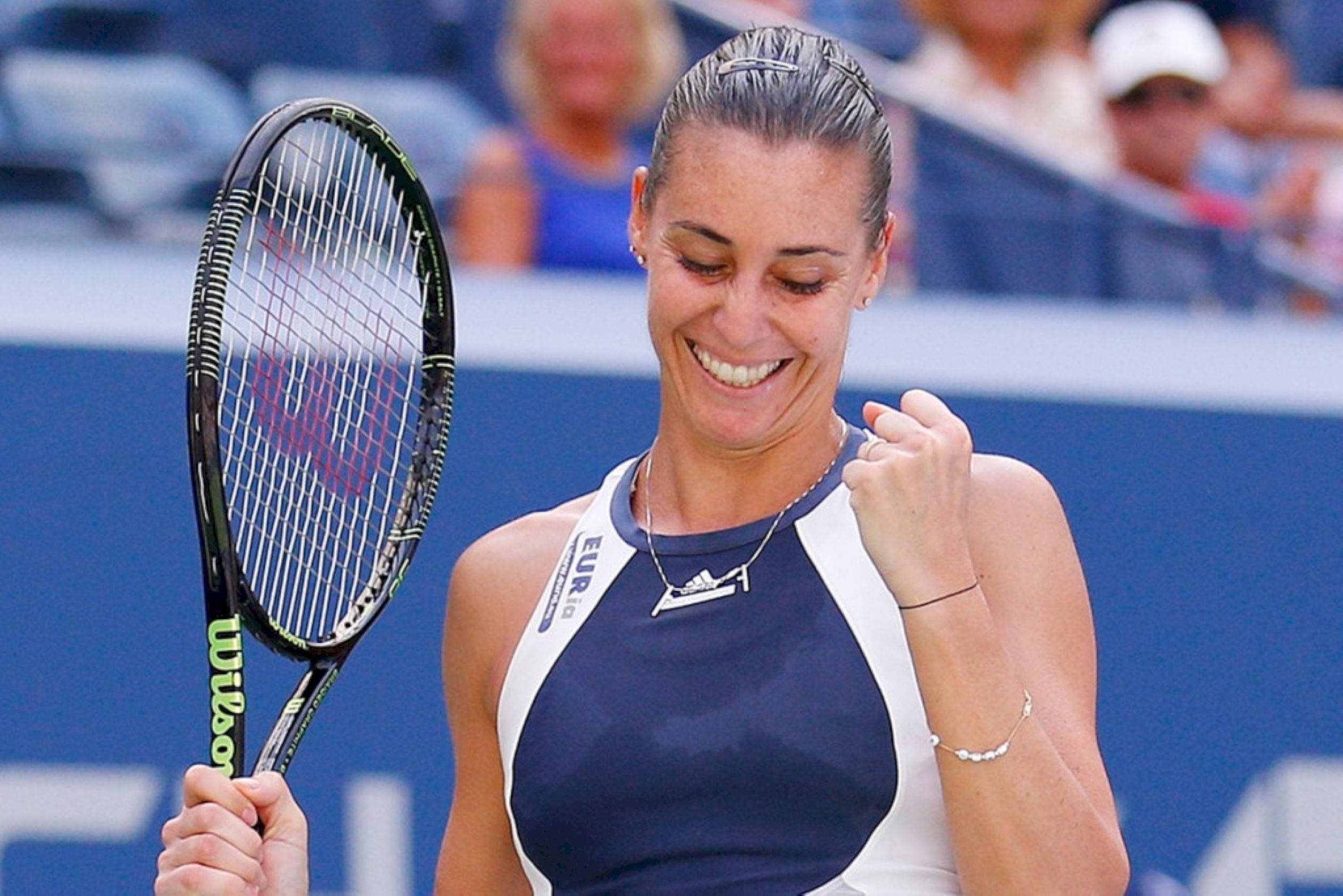 Flavia Pennetta, tennis player, clenched fist, Full HD Desktop Wallpaper