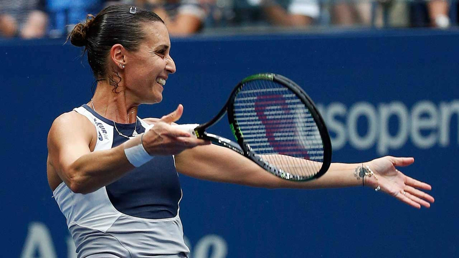 Flavia Pennetta, tennis player, racket, HD Desktop Wallpaper