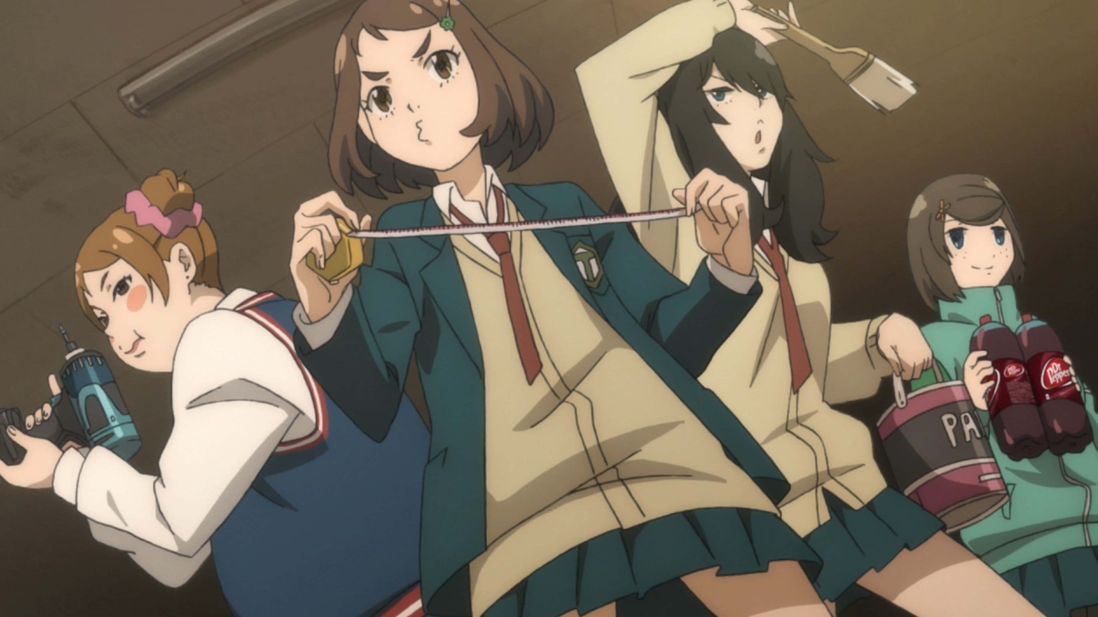 FLCL Alternative, anime girls, school uniforms, 4K Desktop Wallpaper