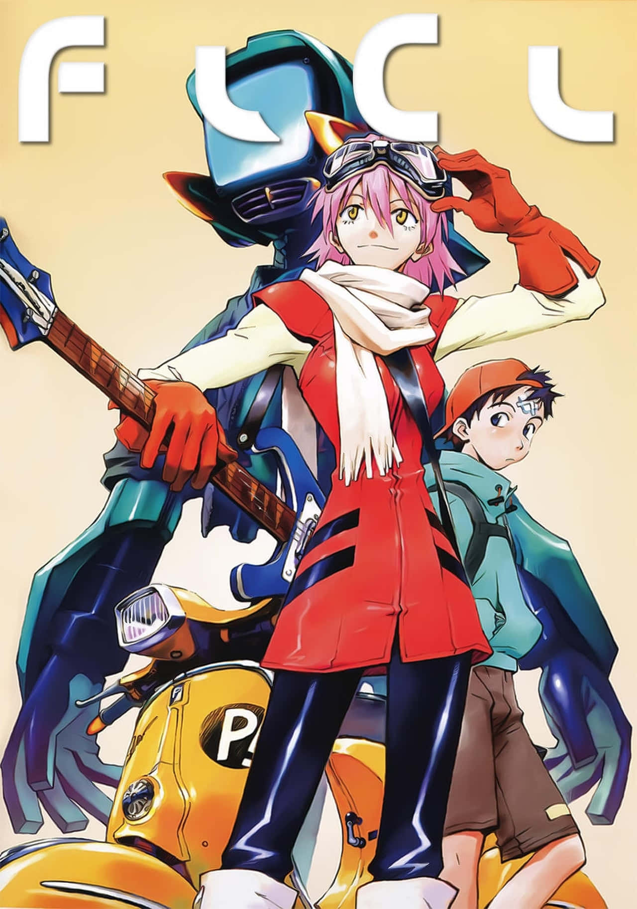 FLCL Alternative, pink-haired guitarist, robot companion, HD Phone Wallpaper
