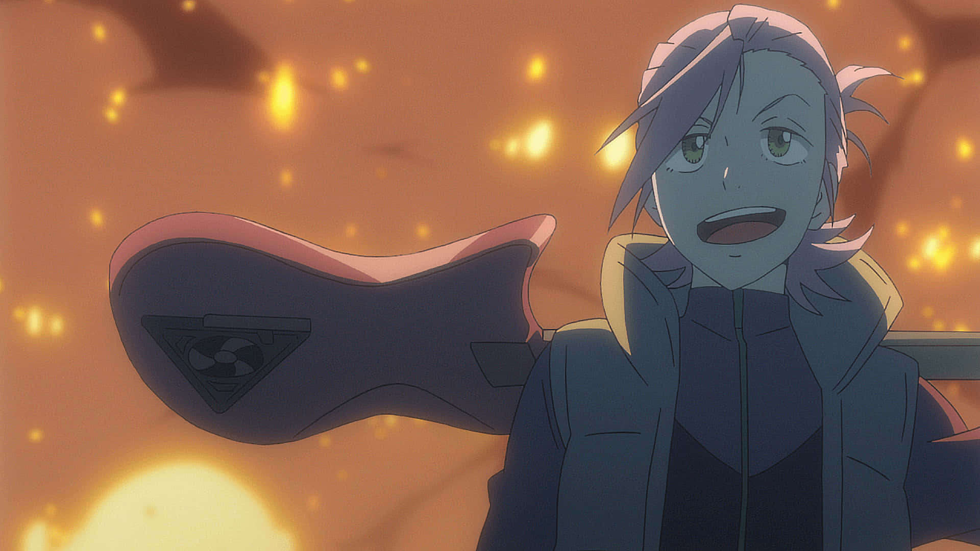 FLCL Alternative, blue hair, green eyes, Full HD Desktop Wallpaper