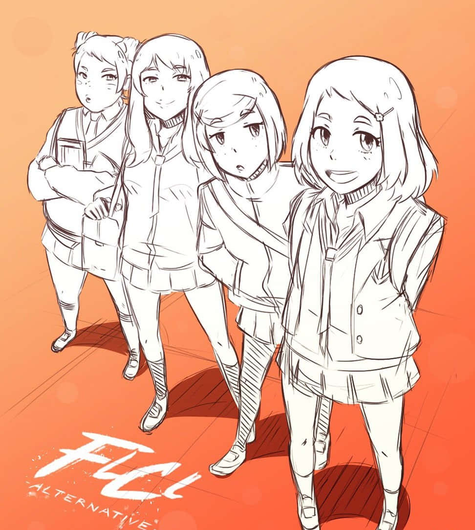 FLCL Alternative, anime girls, school uniforms, SD Phone Wallpaper