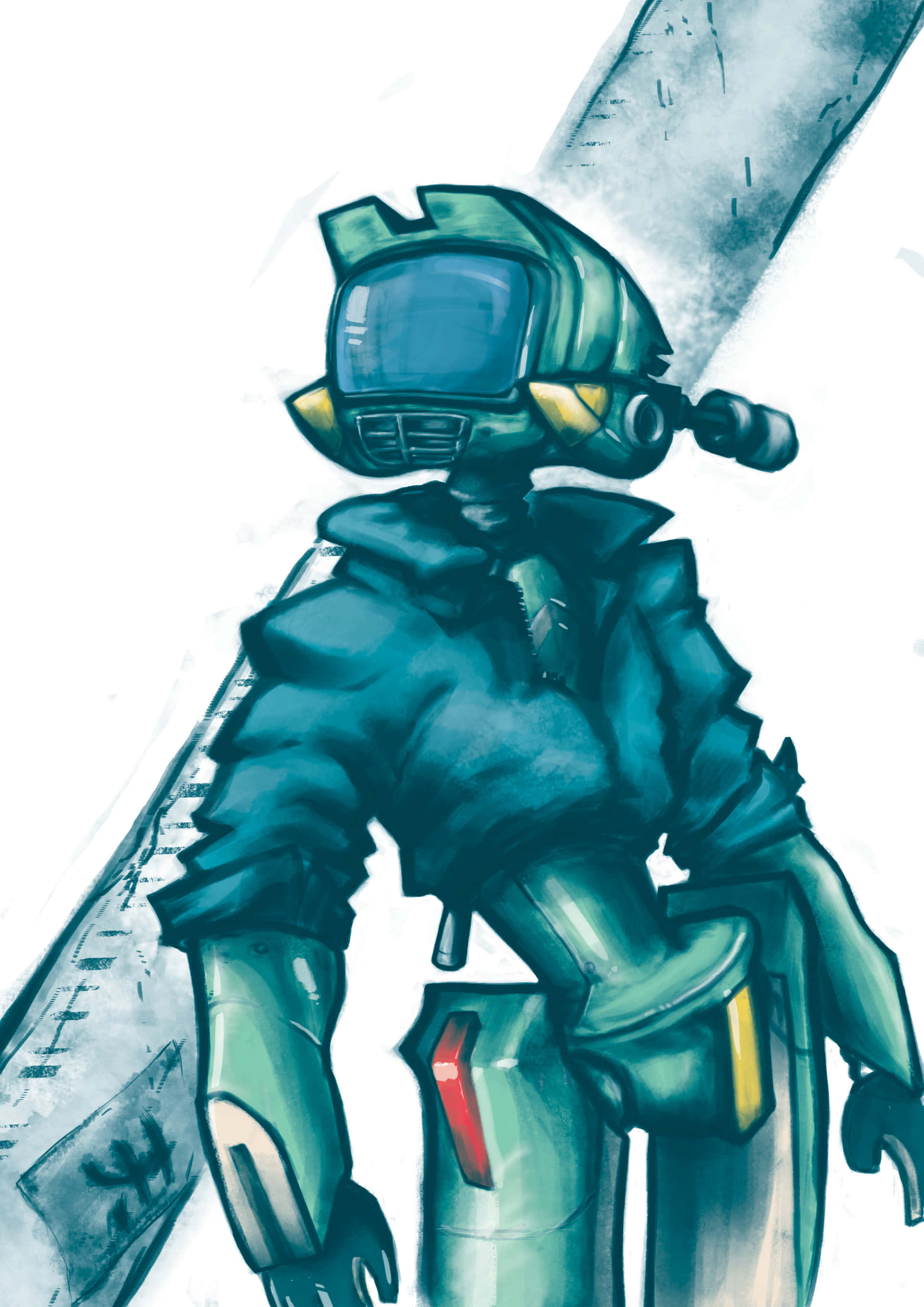 Canti, FLCL, teal armored figure, 2K Phone Wallpaper
