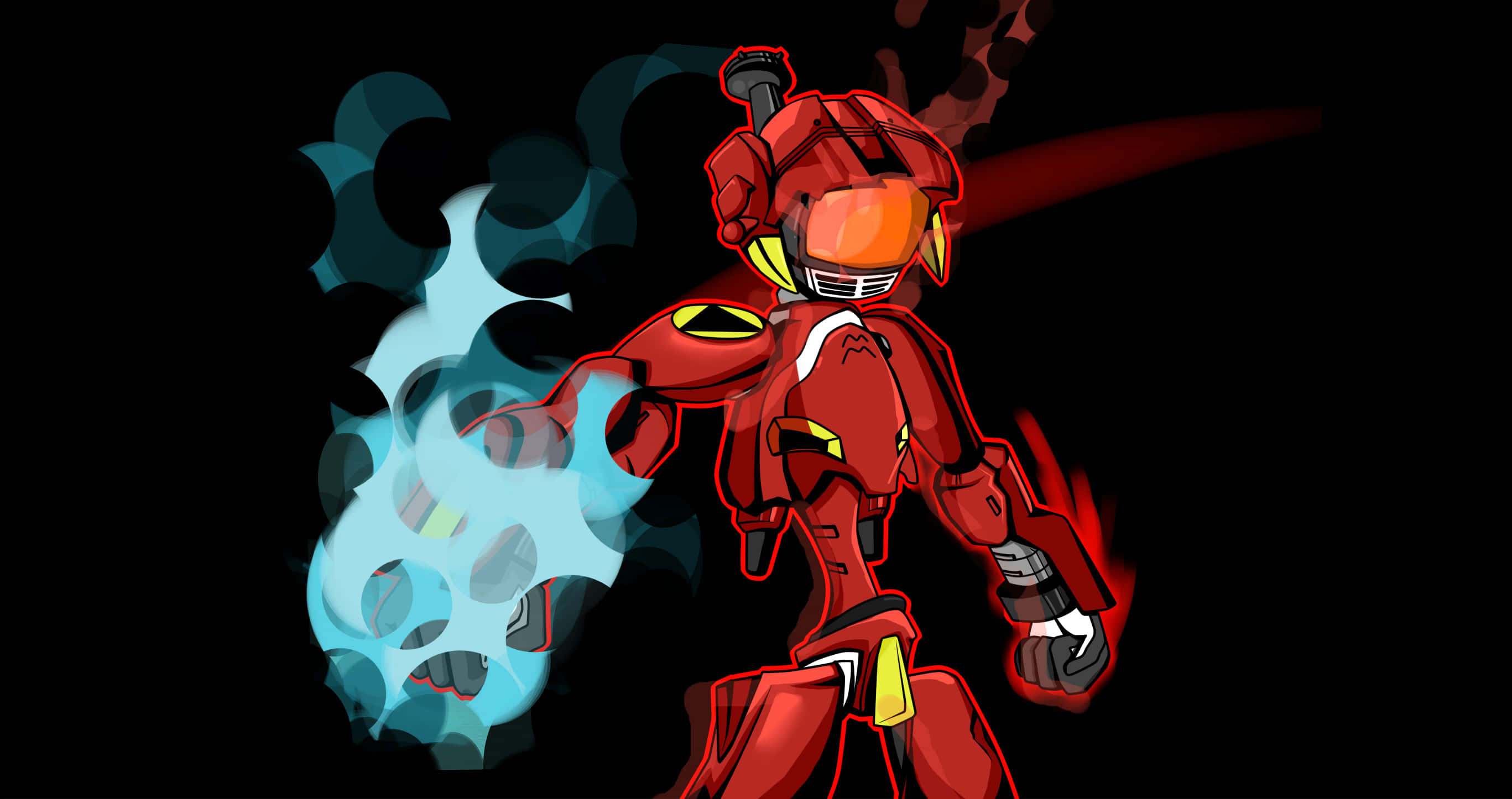 Canti, FLCL, red armored robot, 2K Desktop Wallpaper