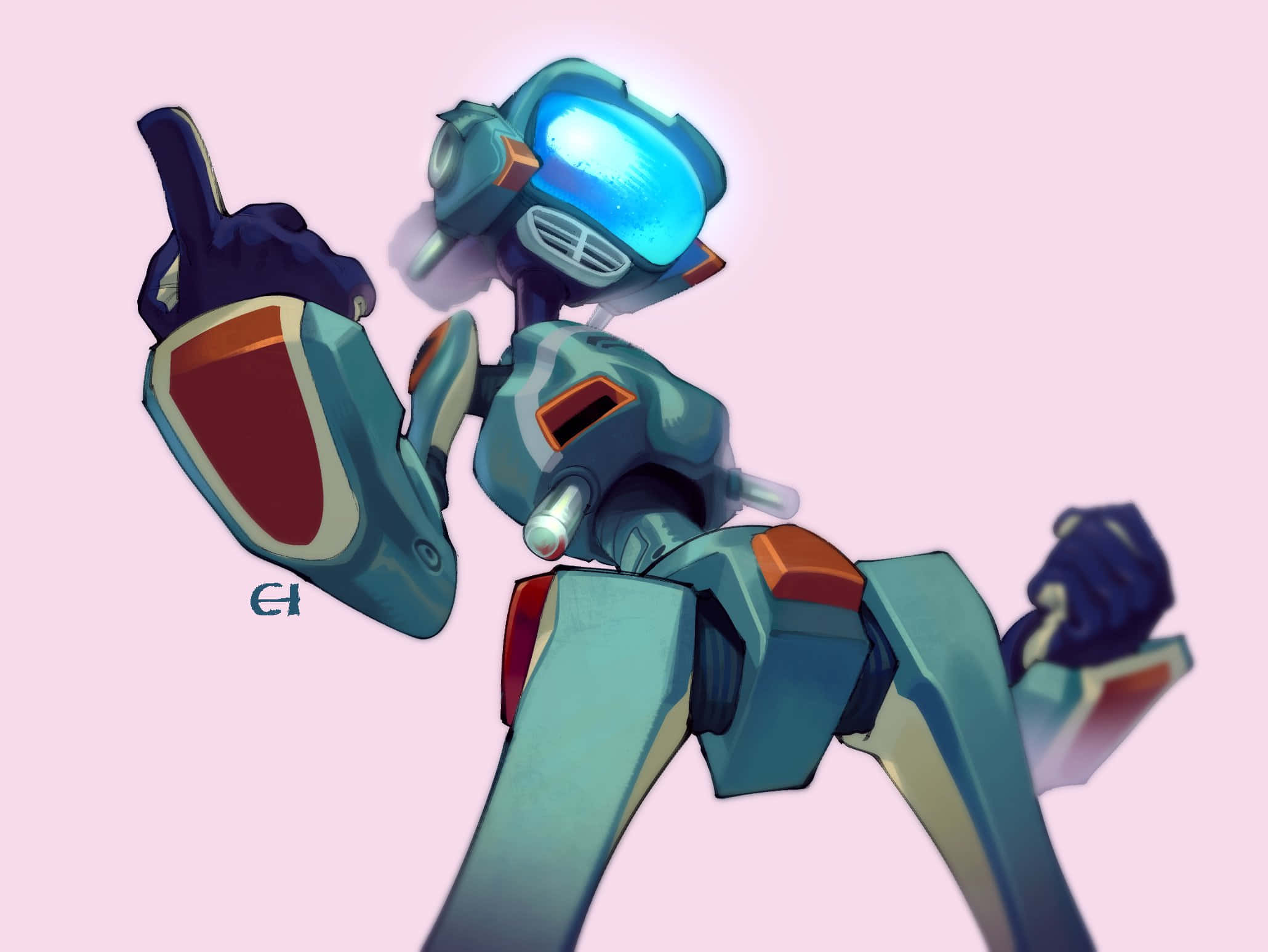 Canti, FLCL, blue robot, Full HD Desktop Wallpaper