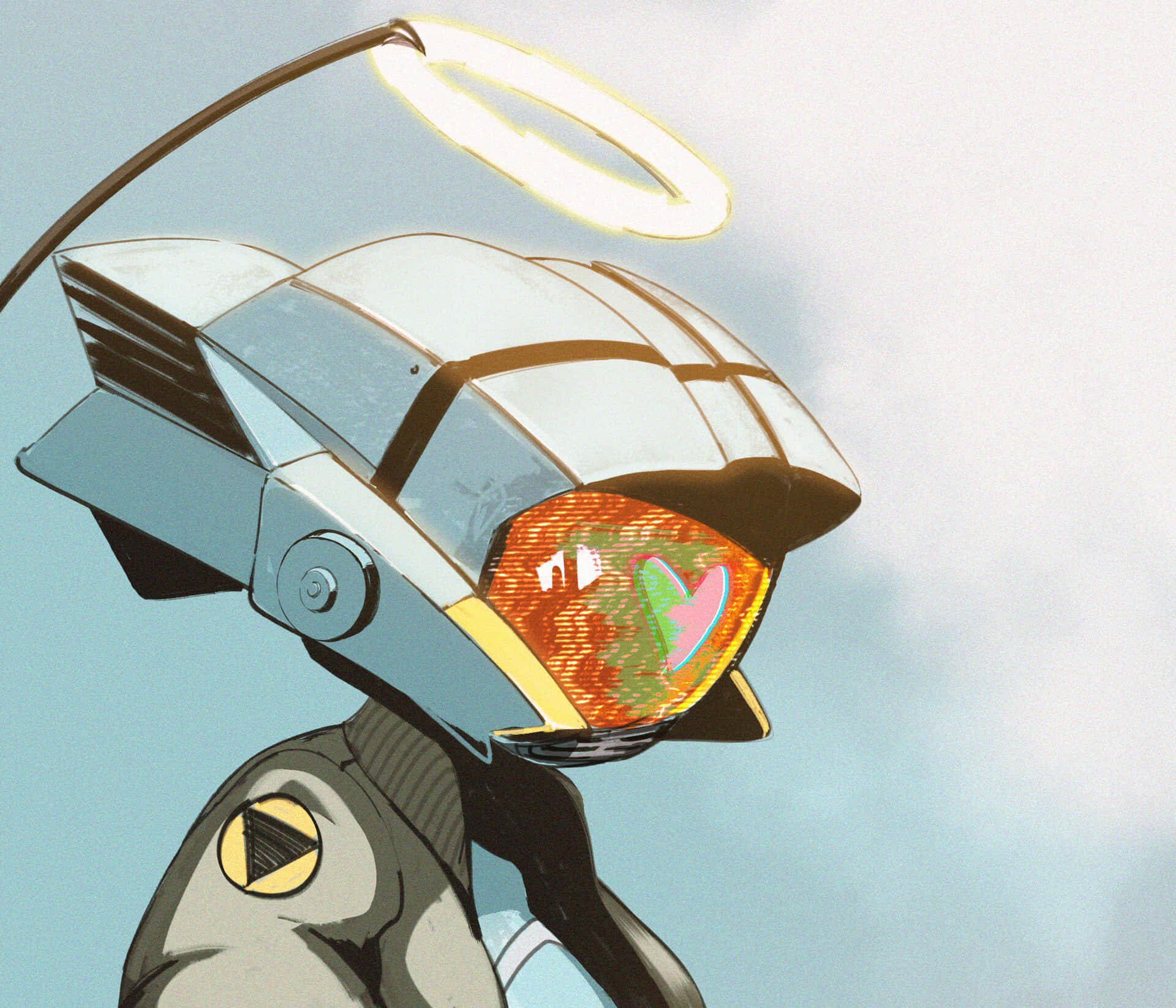 FLCL Canti, futuristic robot, glowing halo, Full HD Desktop Wallpaper