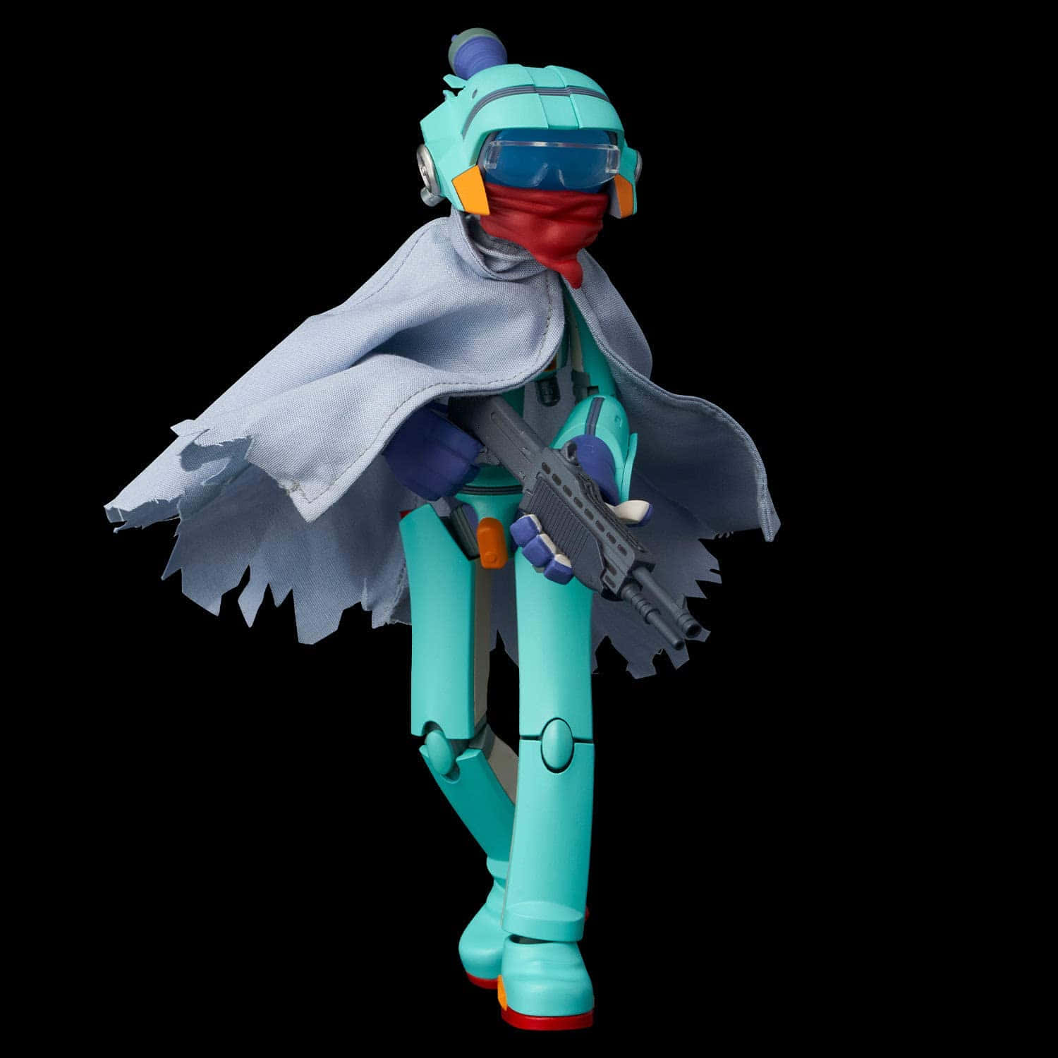 FLCL Canti, teal armored figure, red scarf, HD Desktop Wallpaper