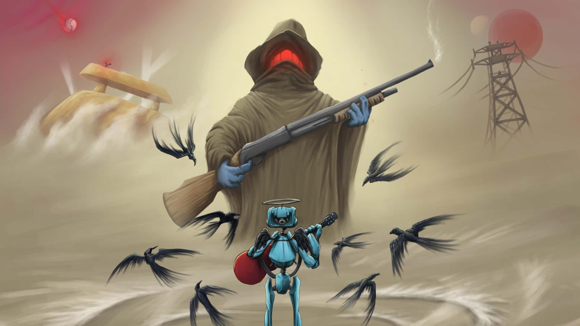 Canti, FLCL, hooded figure, Full HD Desktop Wallpaper