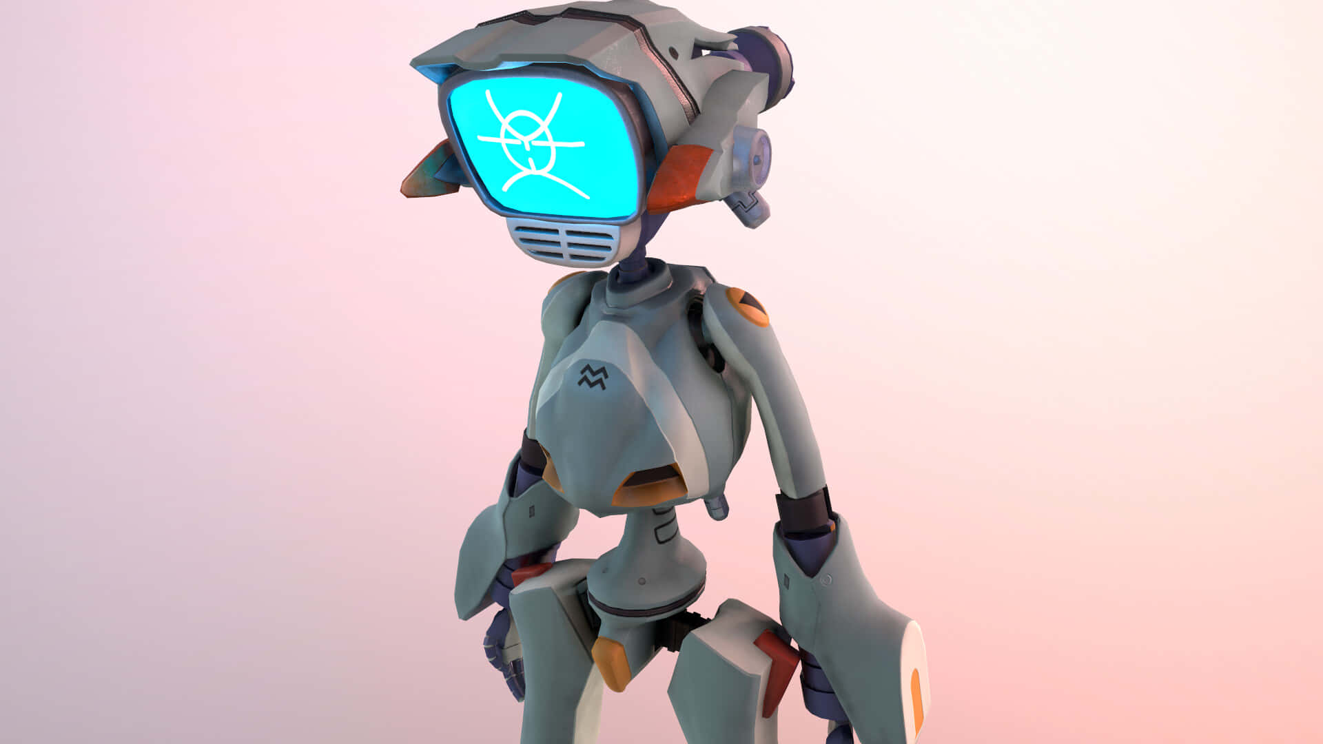 Canti, FLCL anime, glowing blue screen eyes, Full HD Desktop Wallpaper