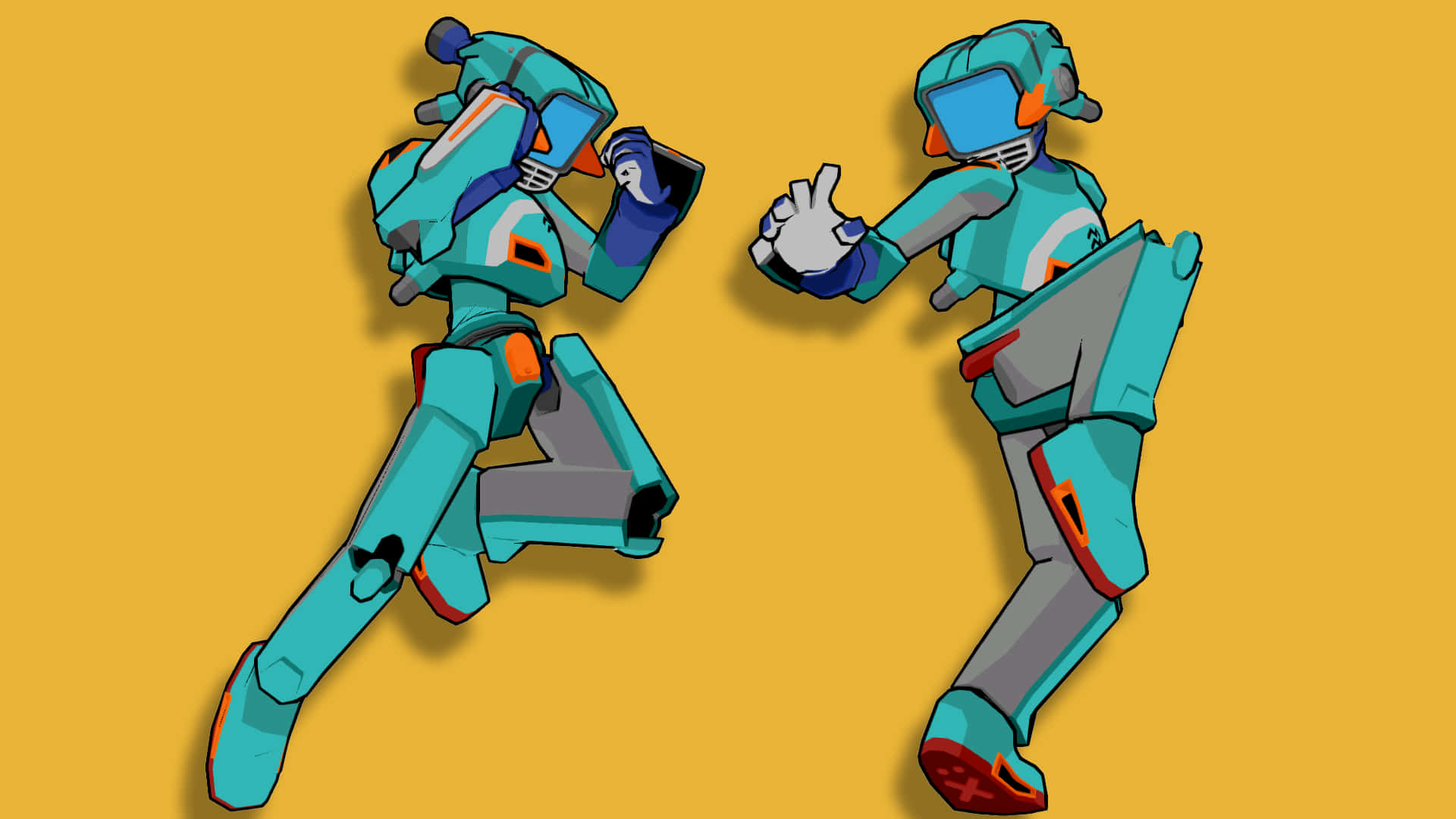 FLCL Canti, teal, orange, Full HD Desktop Wallpaper