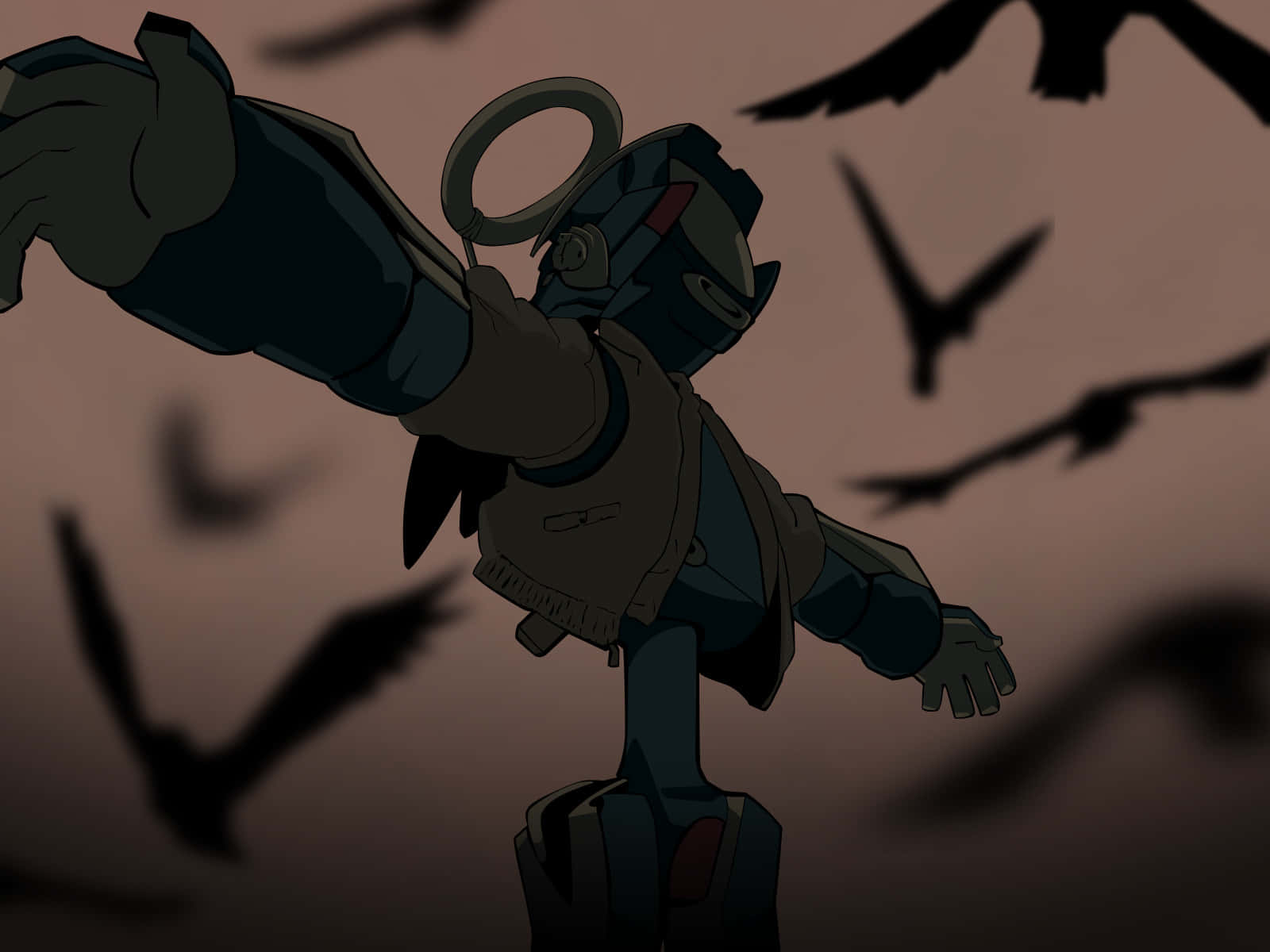 Flcl Canti, dark armored figure, halo, HD Desktop Wallpaper