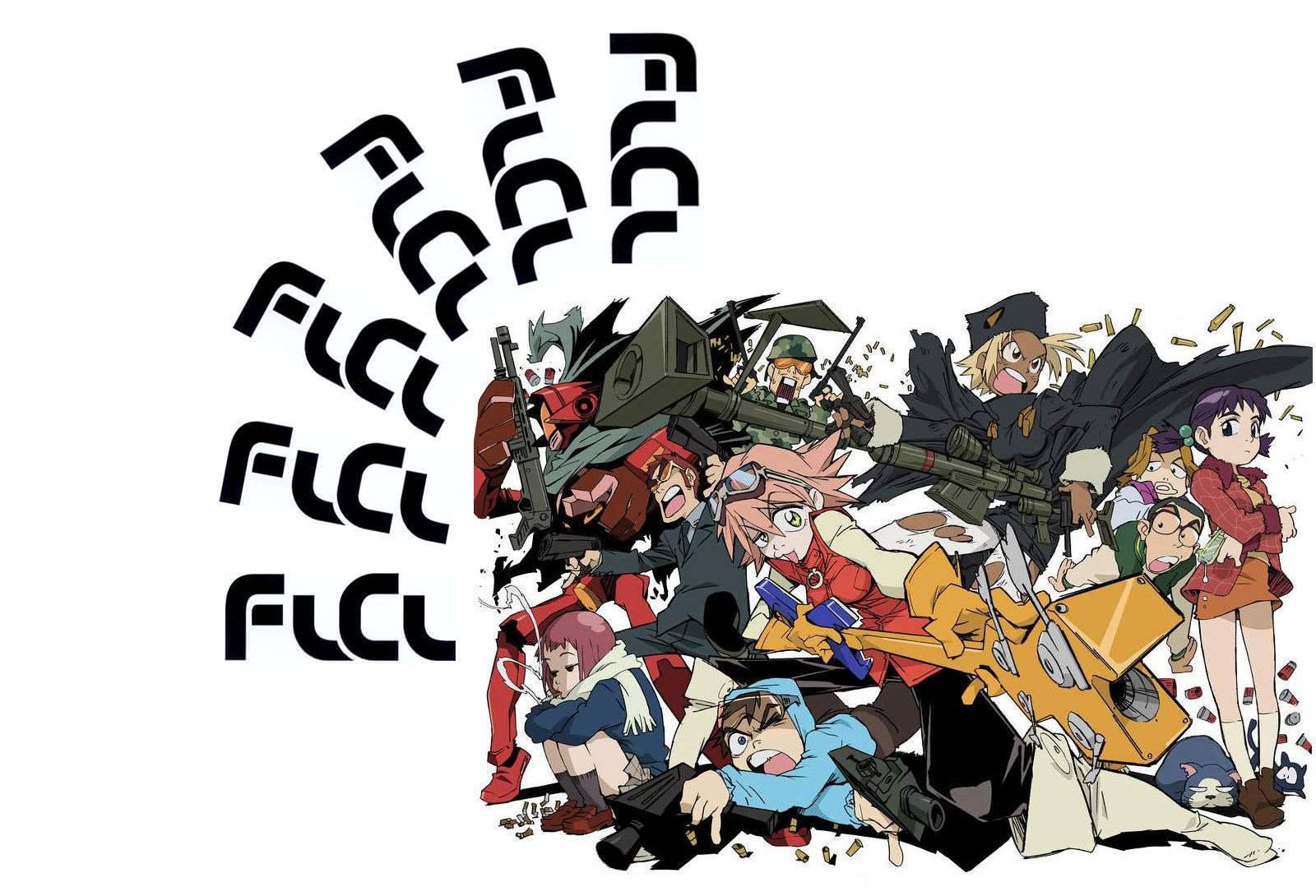 FLCL, anime characters, chaotic action poses, HD Desktop Wallpaper
