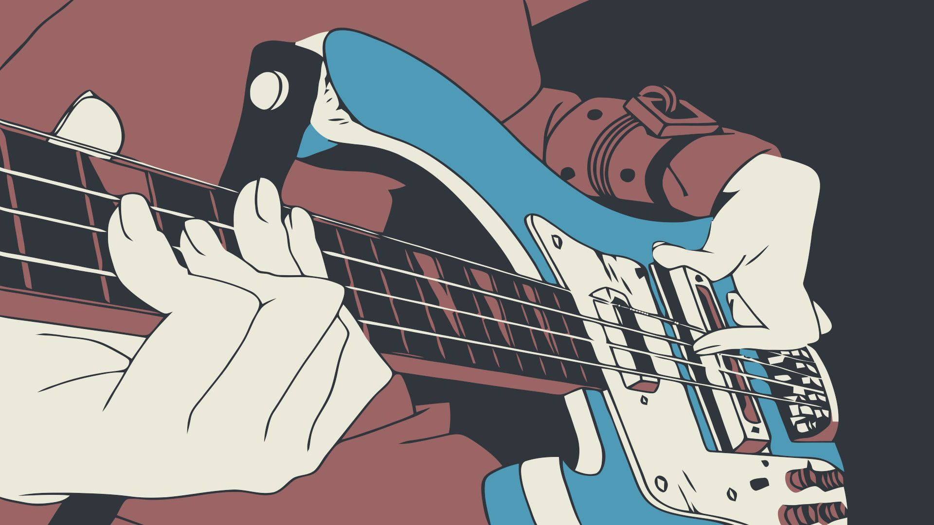 FLCL, blue and white bass guitar, bold lines, Full HD Desktop Wallpaper