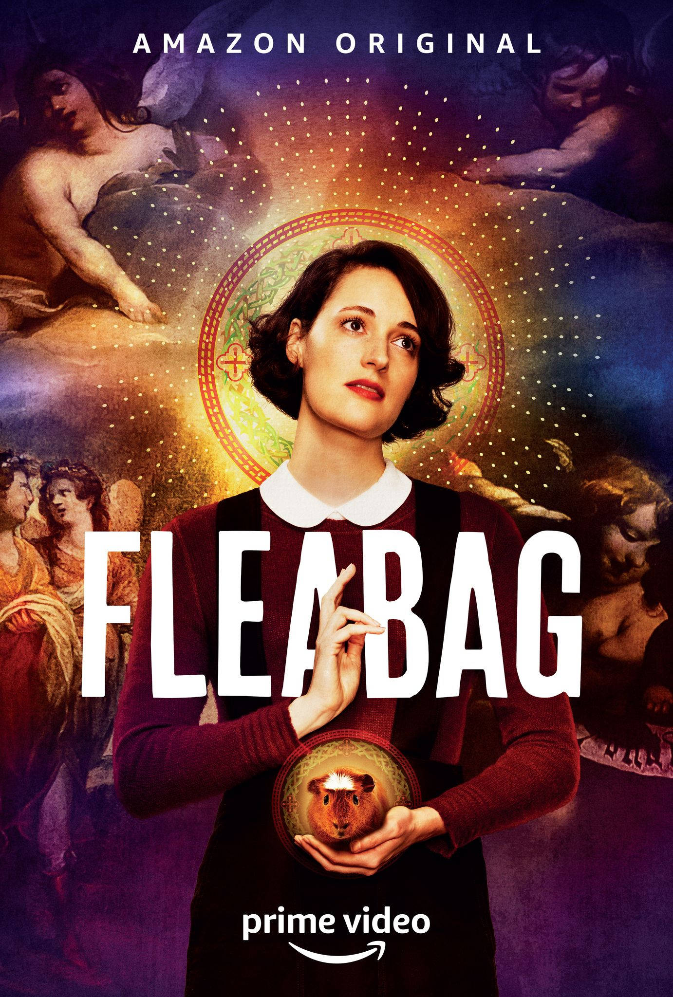 Fleabag, maroon sweater, guinea pig, Full HD Phone Wallpaper