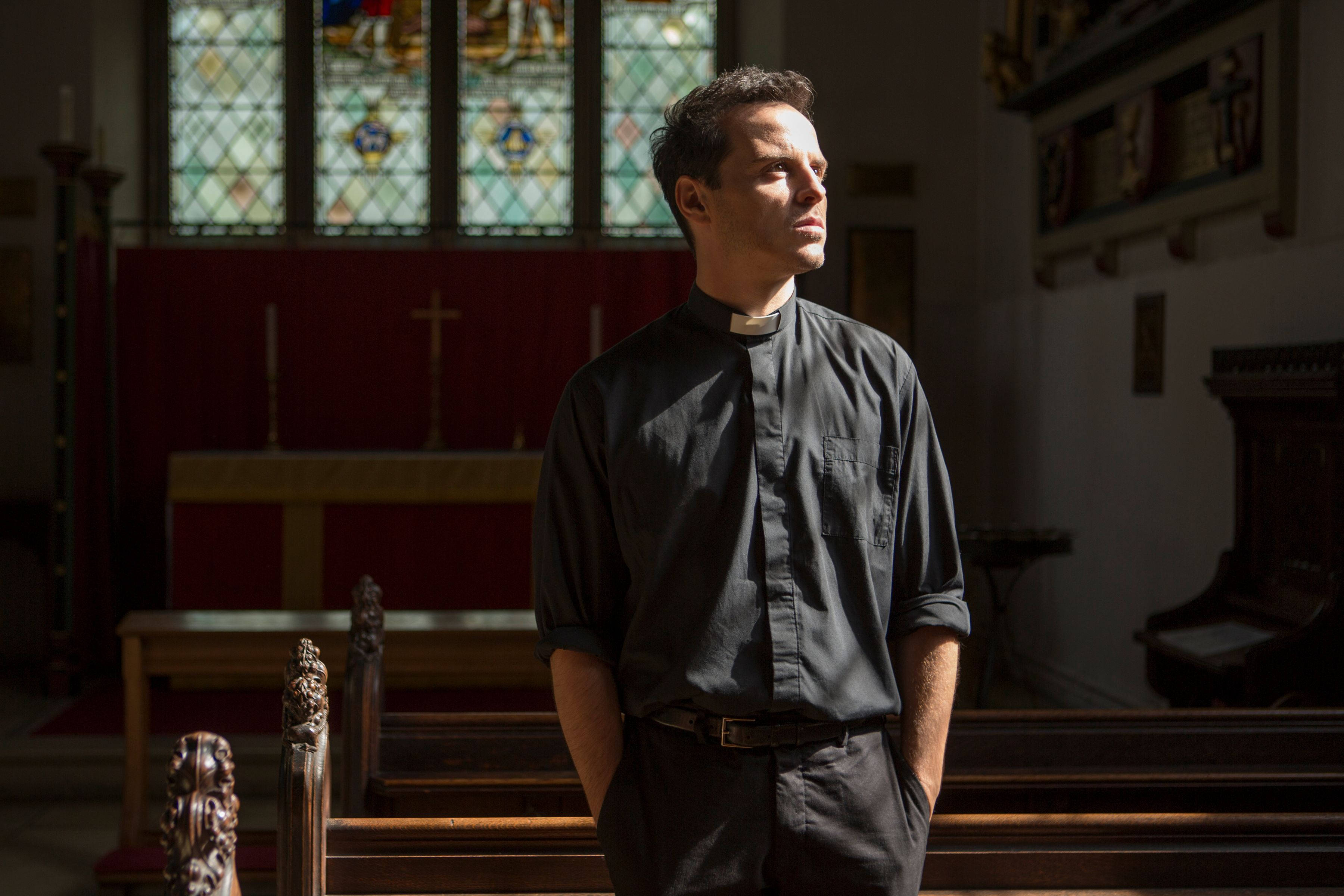 Fleabag, the Priest, church, 2K Desktop Wallpaper
