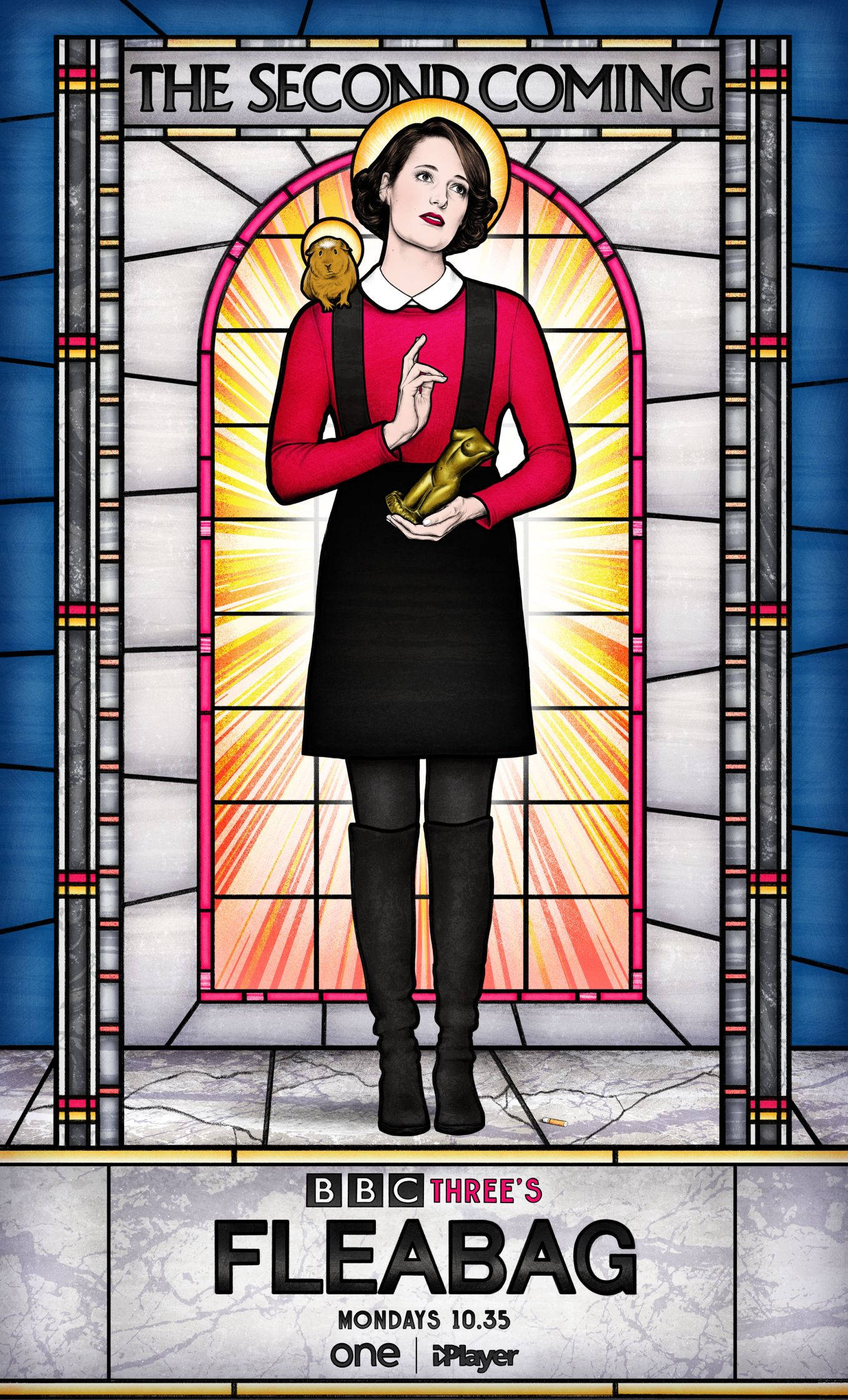 Fleabag, red sweater, black dress, Full HD Phone Wallpaper