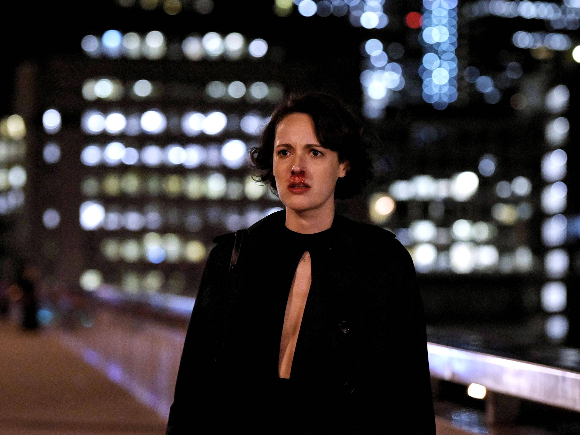 Fleabag, bloody nose, city bridge, Full HD Desktop Wallpaper