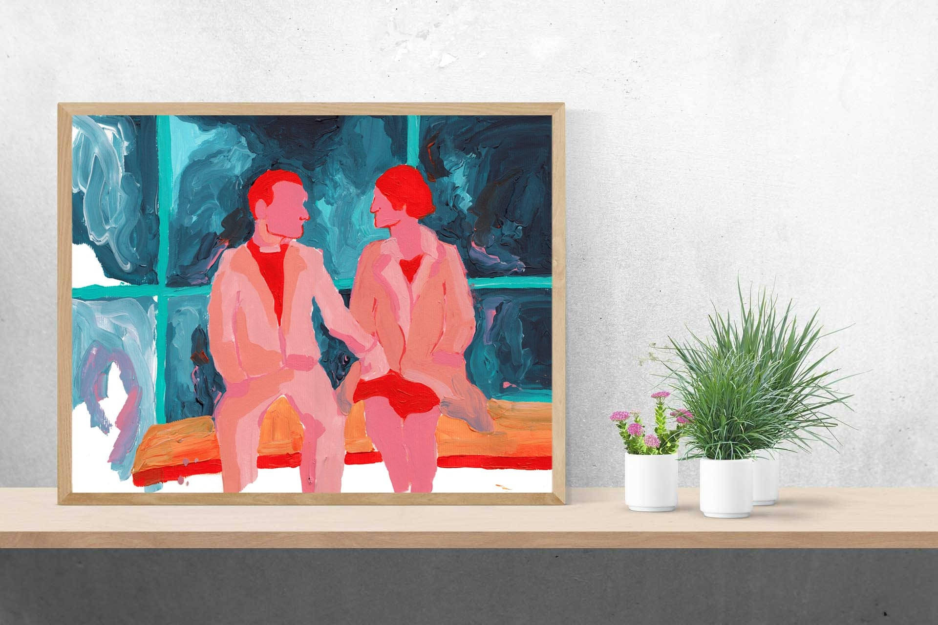 Fleabag, framed abstract painting, two red-haired figures, Full HD Desktop Wallpaper