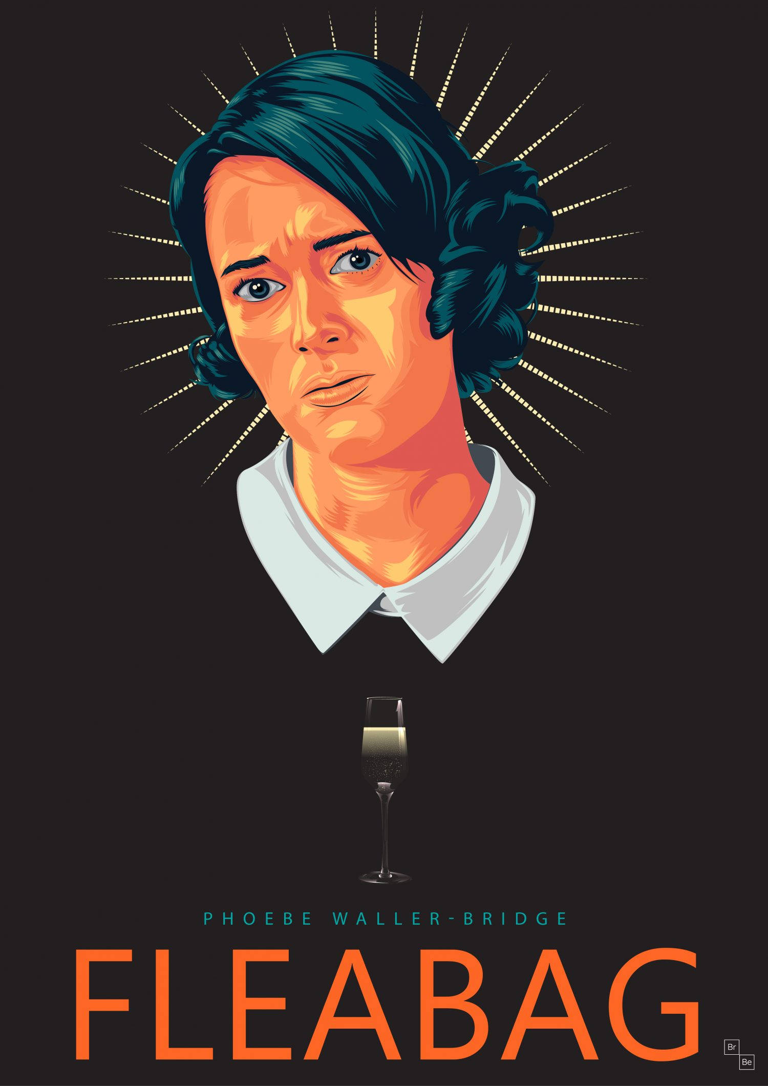 Fleabag, teal hair, white collar, Full HD Phone Wallpaper