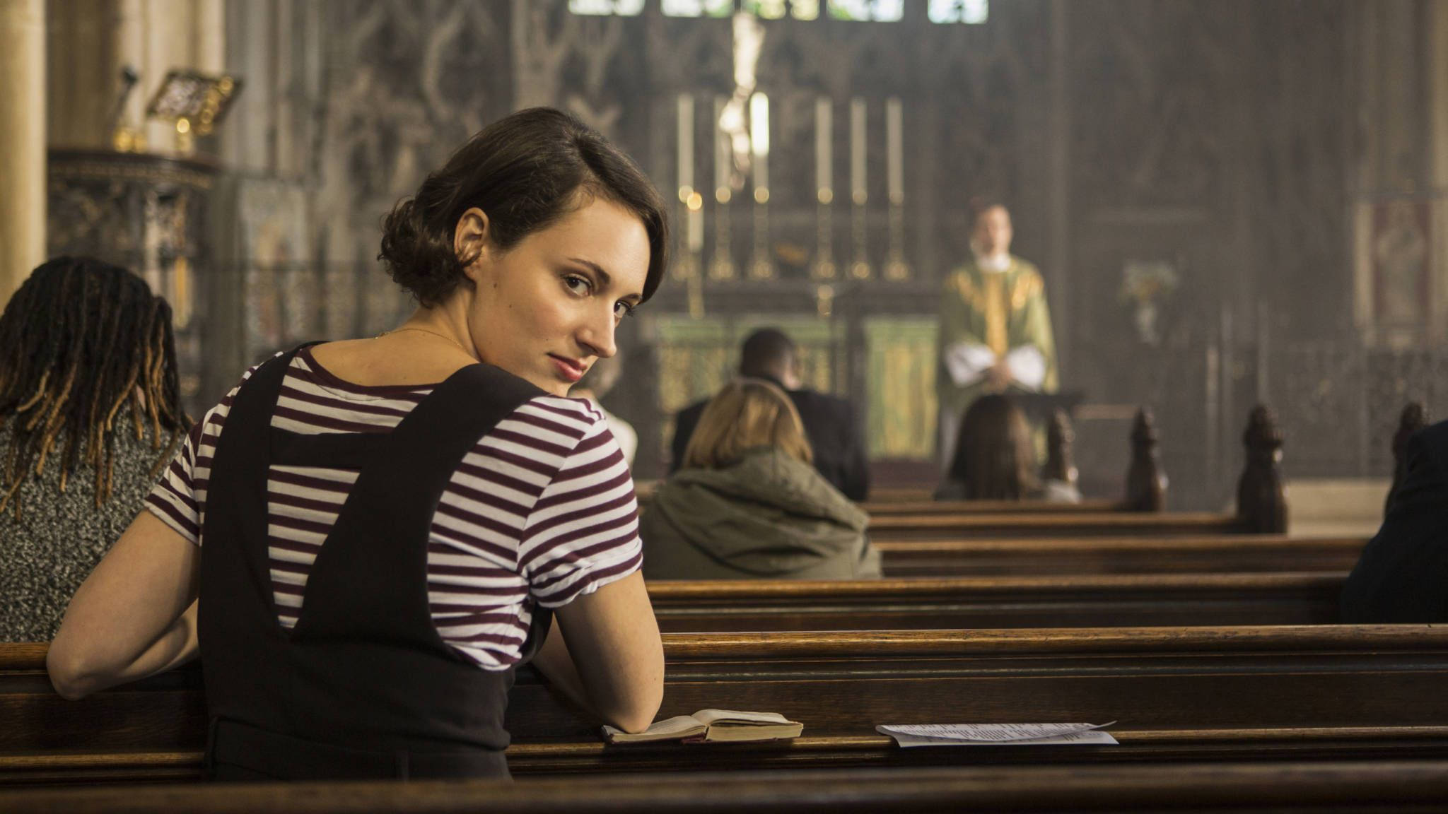 Fleabag, church, striped shirt, Full HD Desktop Wallpaper