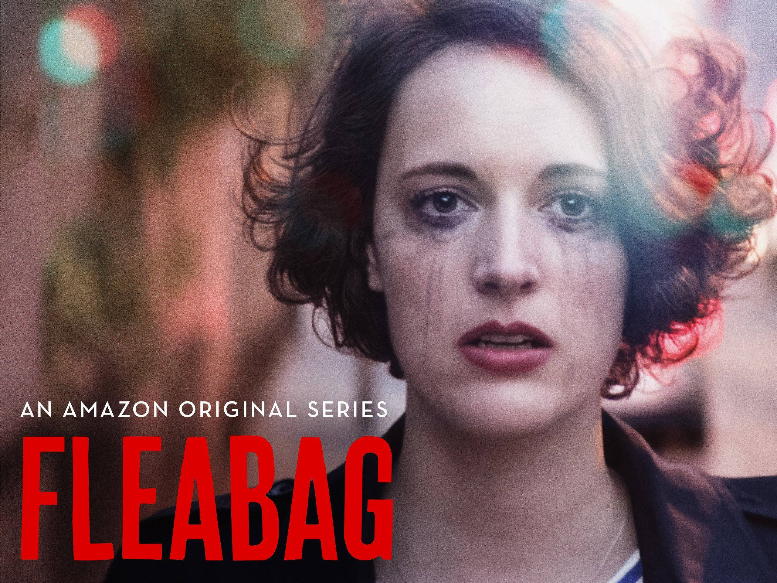 Fleabag, tear-streaked face, curly hair, 2K Desktop Wallpaper
