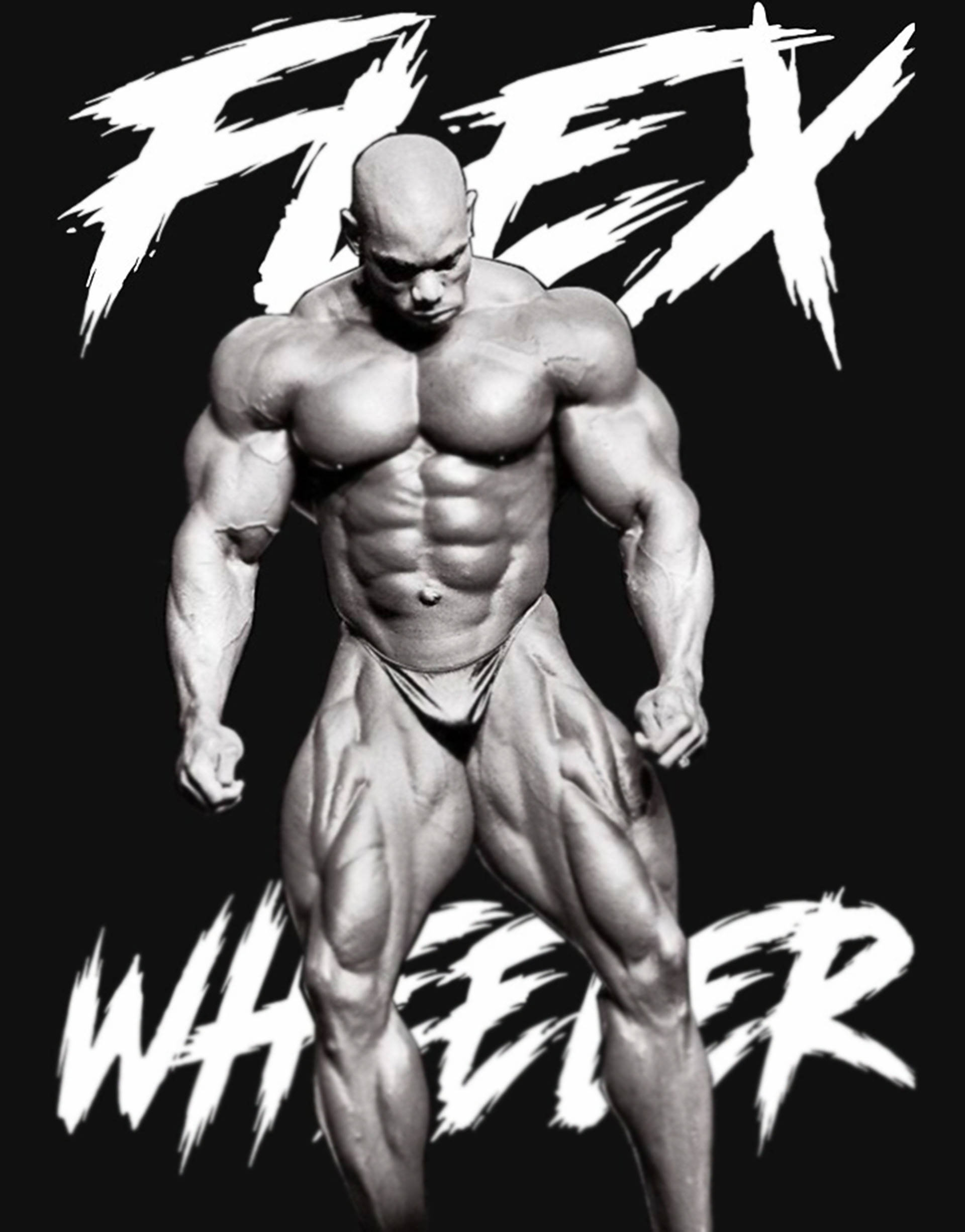 Flex Wheeler, black and white, bald muscular bodybuilder, Full HD Phone Wallpaper
