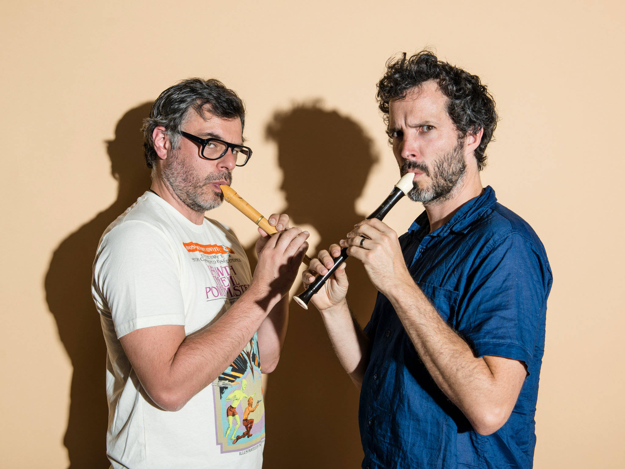 Flight Of The Conchords, recorders, warm beige wall, Full HD Desktop Wallpaper