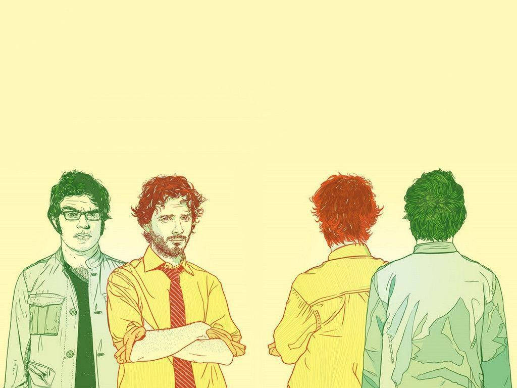 Flight Of The Conchords, monochrome art, colored hair, SD Desktop Wallpaper