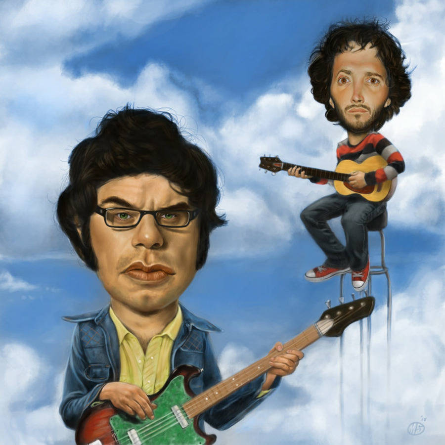 Flight Of The Conchords, caricatured musicians, bright blue sky, SD Desktop Wallpaper