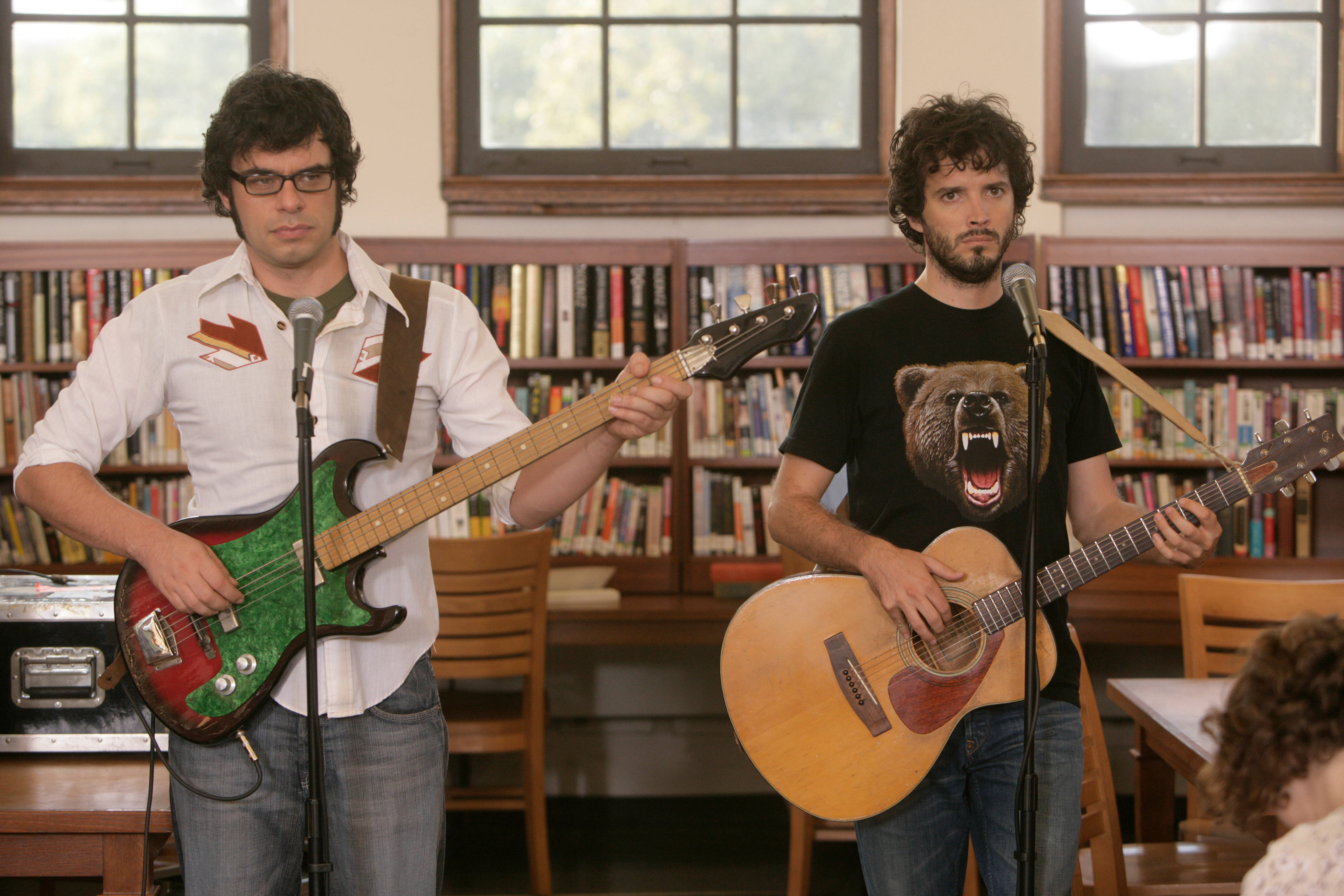 Flight Of The Conchords, library, stage, 4K Desktop Wallpaper