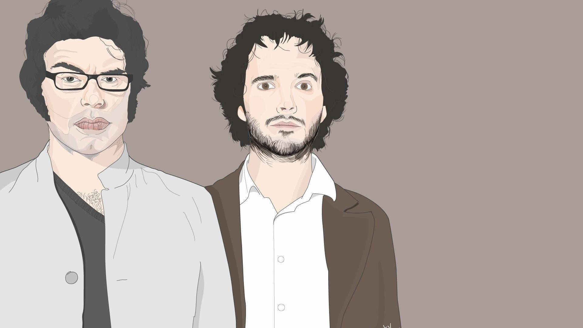 Flight Of The Conchords, animated portrait, dark hair, Full HD Desktop Wallpaper