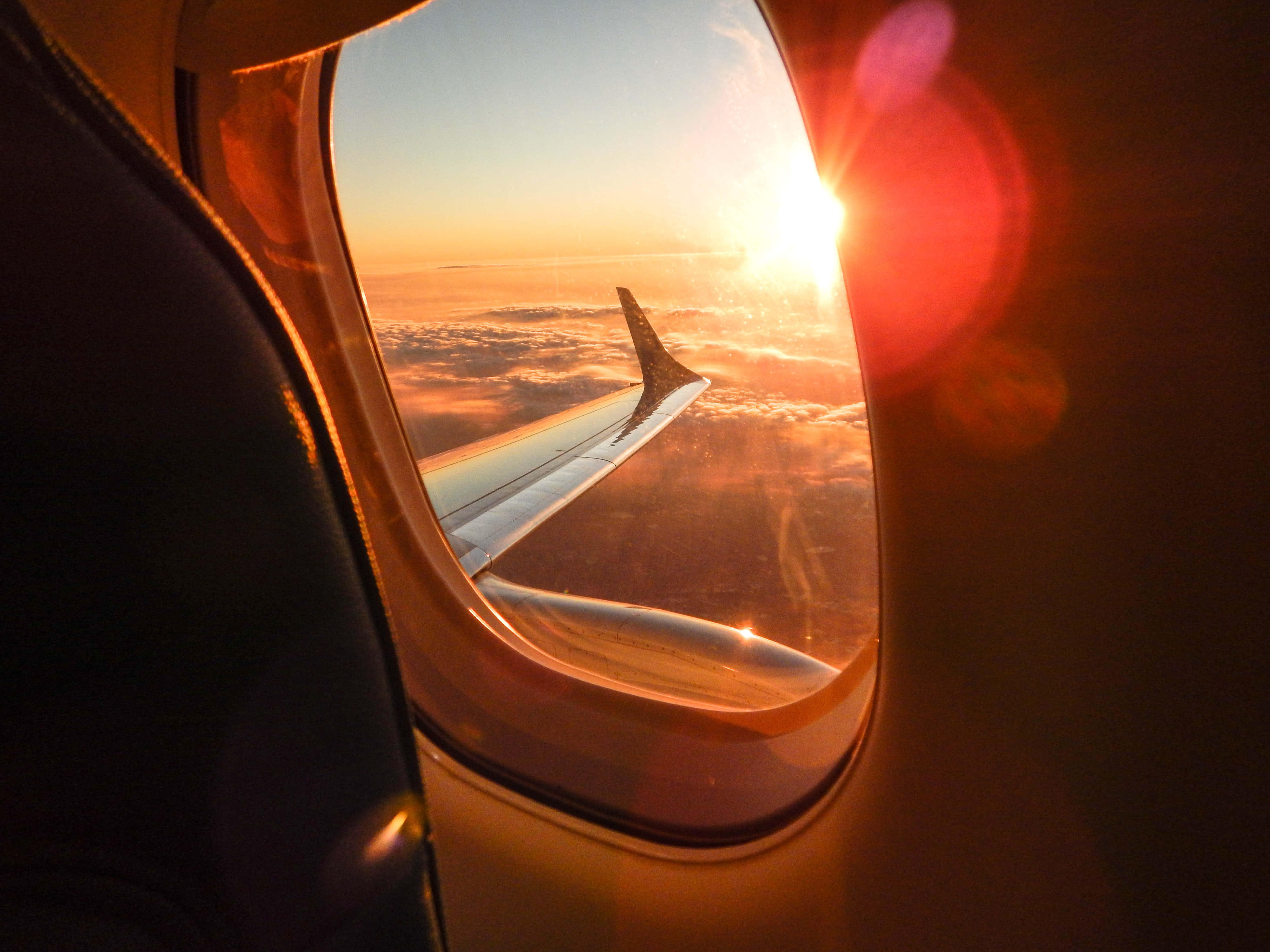 Flight 4700, Sunset, airplane window, 4K Desktop Wallpaper