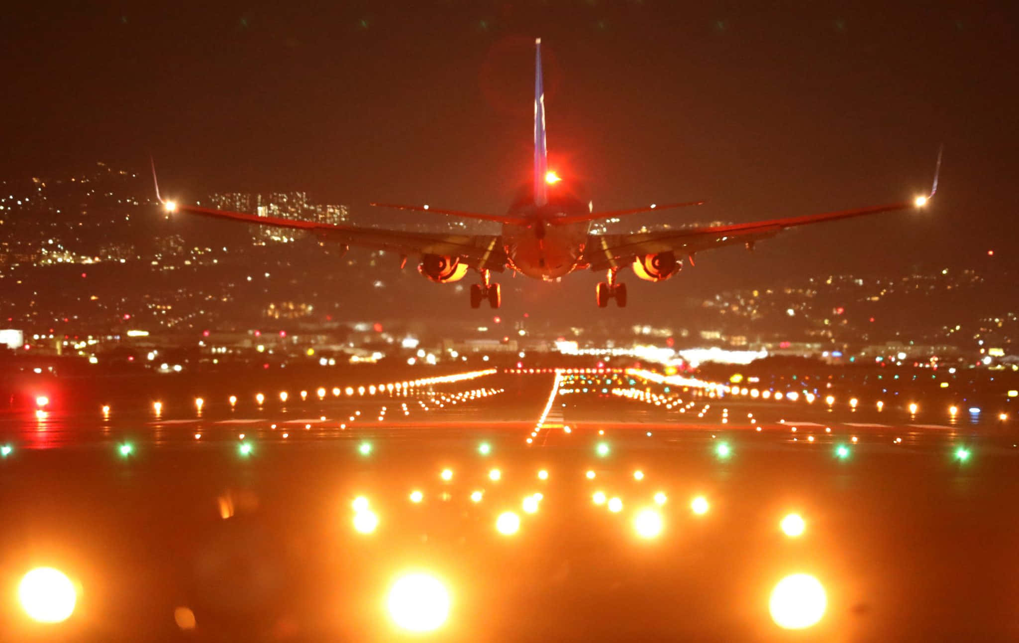Flight, airplane, night, Full HD Desktop Wallpaper