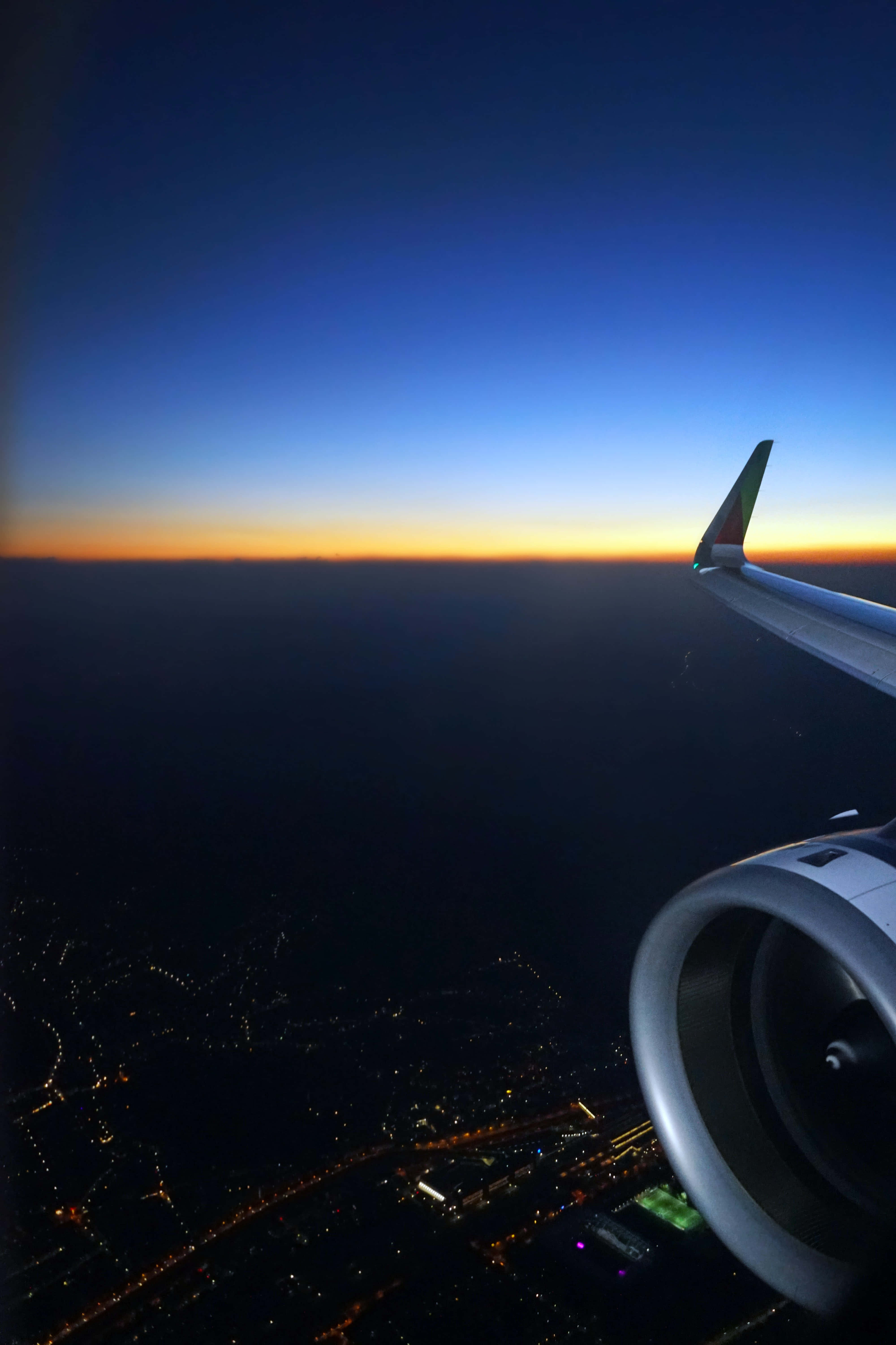 Flight, twilight horizon, cityscape, 5K Phone Wallpaper