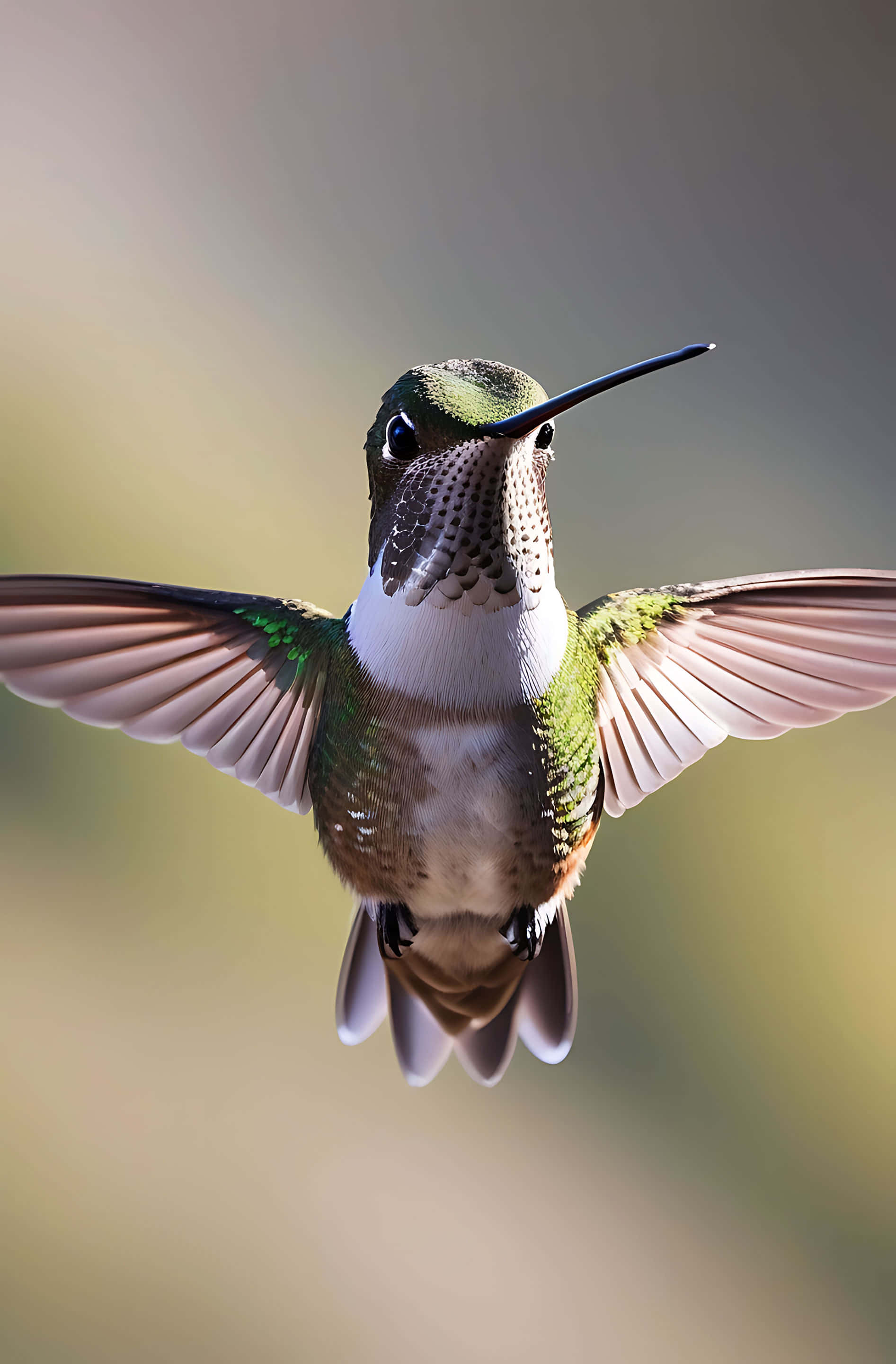 hummingbird, flight, wings spread wide, 2K Phone Wallpaper