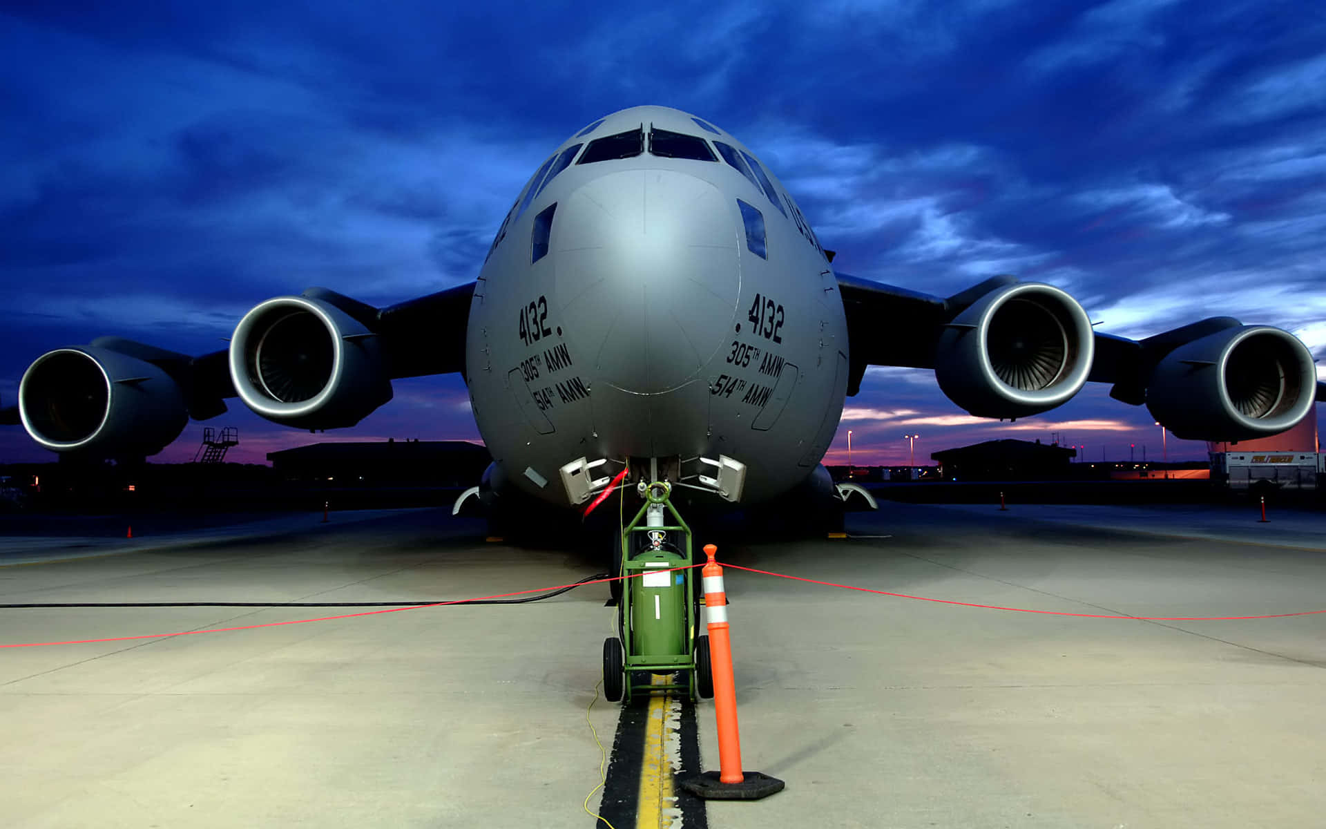 military transport plane, airport tarmac, twilight sky, Full HD Desktop Wallpaper