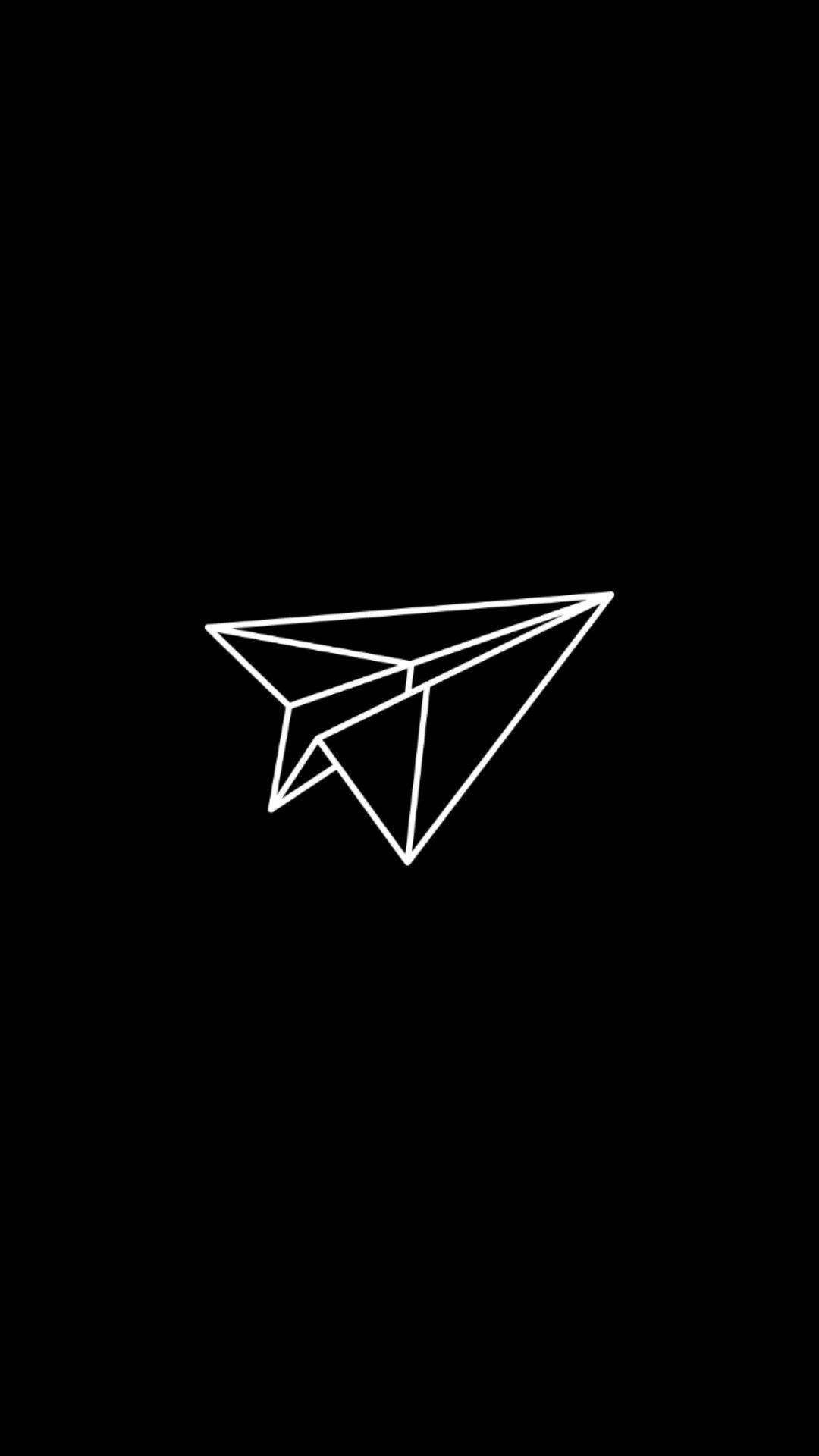 Basic Paper Plane Dark, white line drawing, paper airplane, Full HD Phone Wallpaper