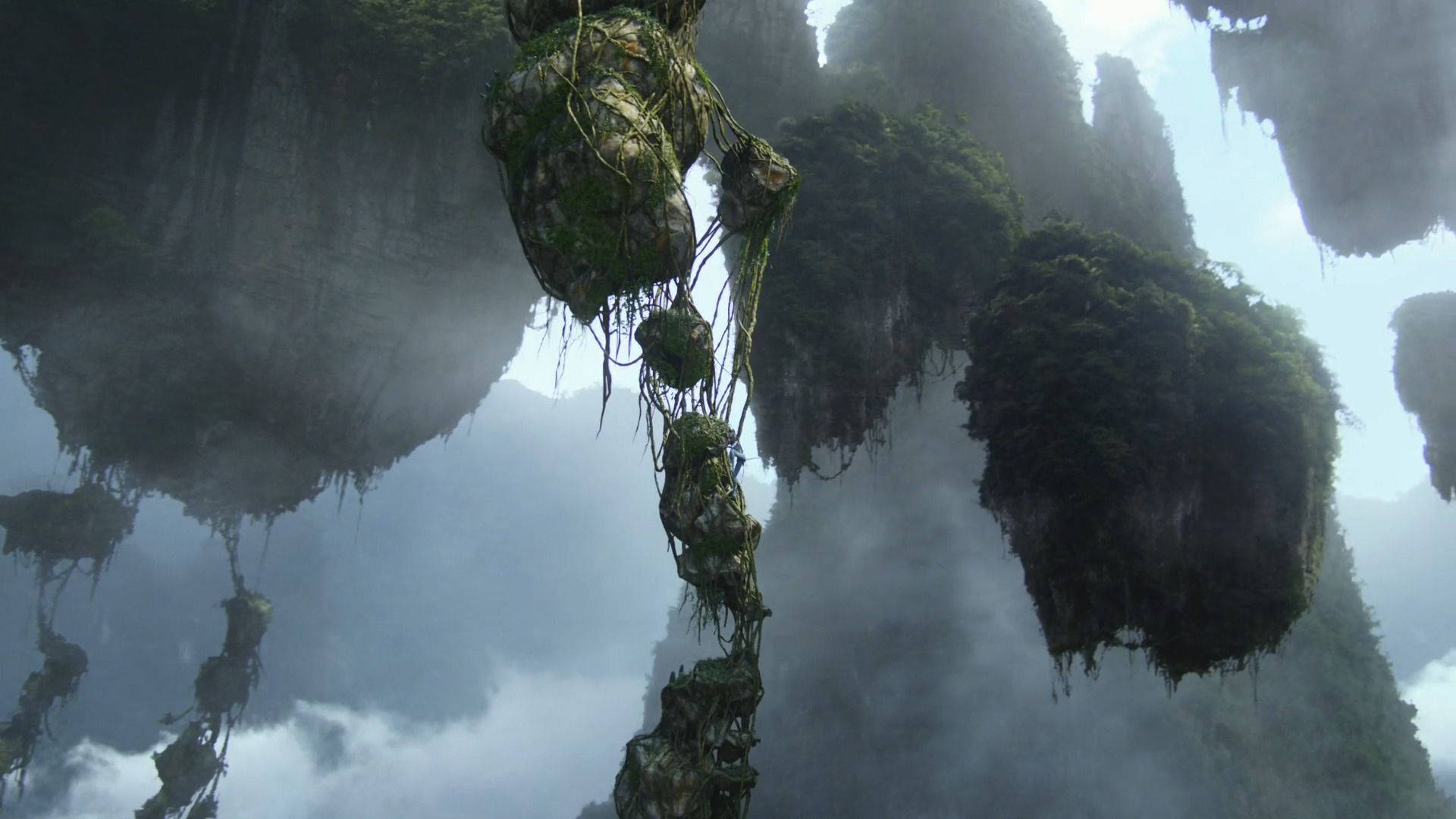 Floating Island, thick vines, mossy, Full HD Desktop Wallpaper