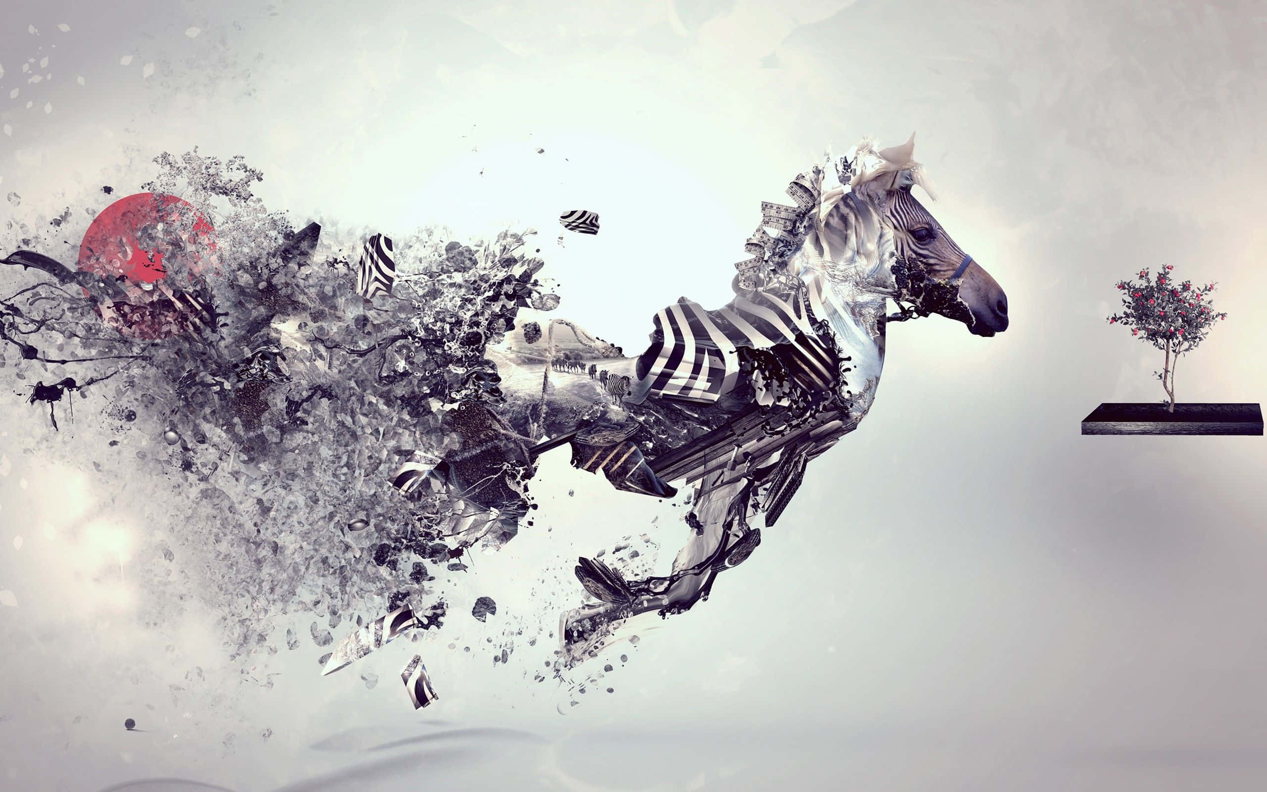 Floating Islands, zombie, abstract fragments, 2K Desktop Wallpaper