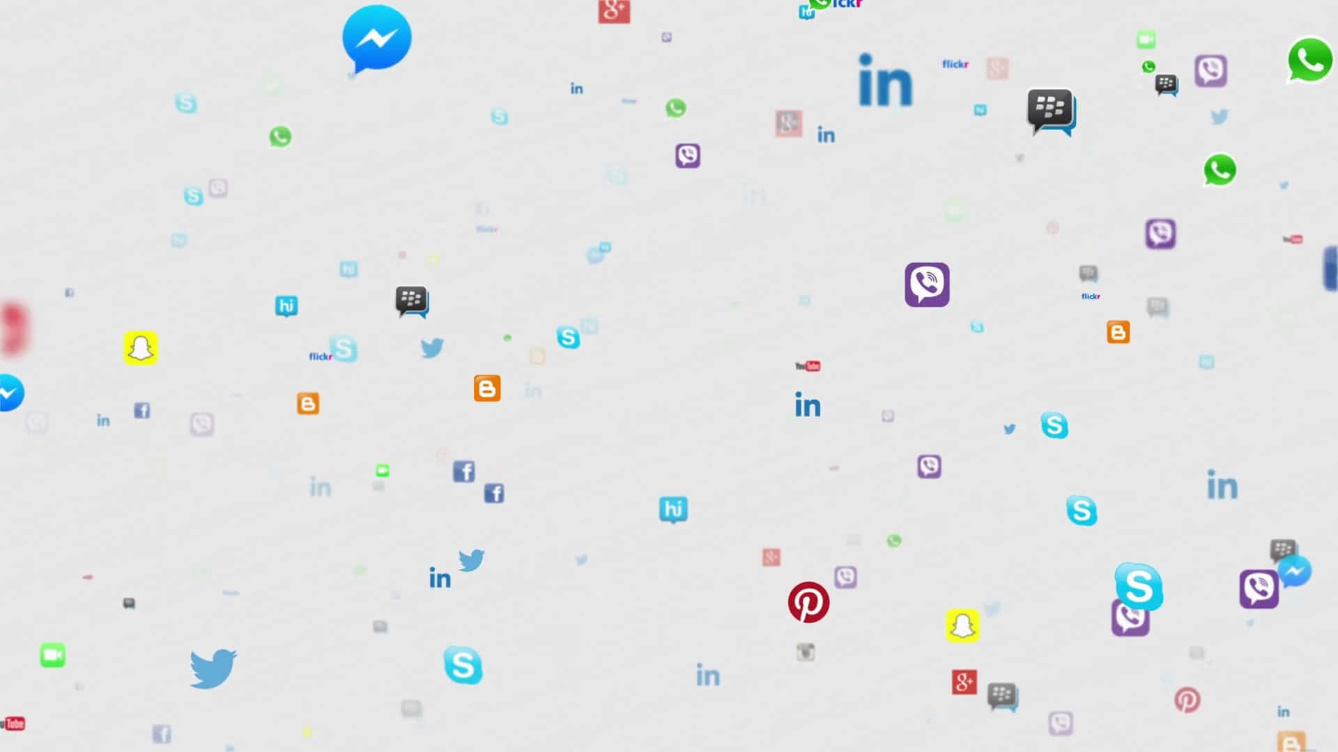 social media app icons, colorful, floating, Full HD Desktop Wallpaper
