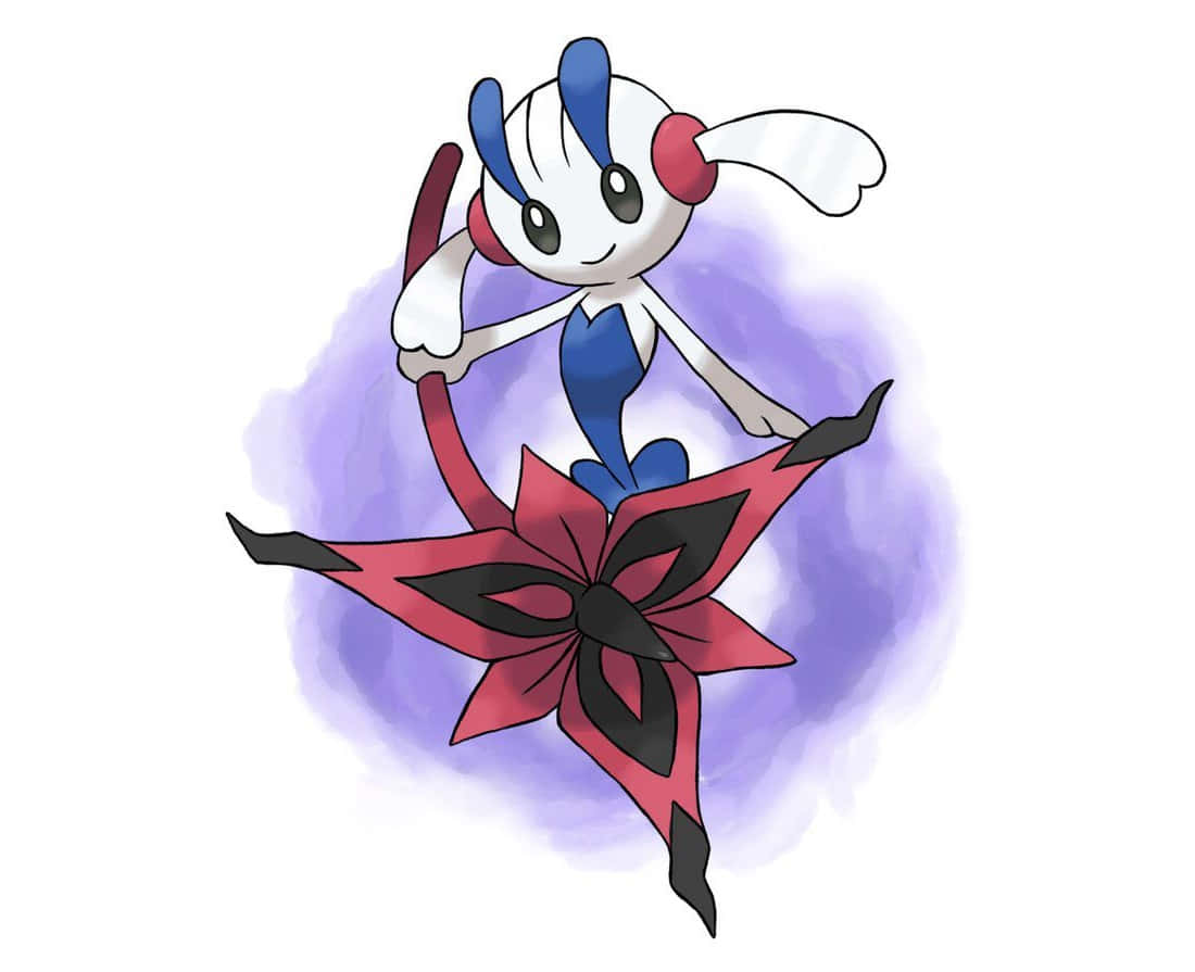 Floette, blue and white fur, red ears, SD Desktop Wallpaper