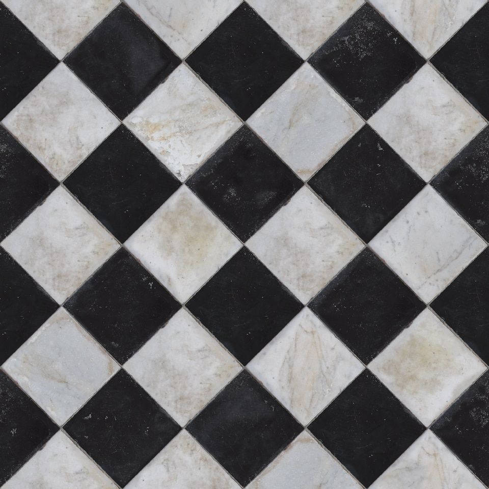 black and white marble tile floor, diamond pattern, natural veining, SD Desktop Wallpaper