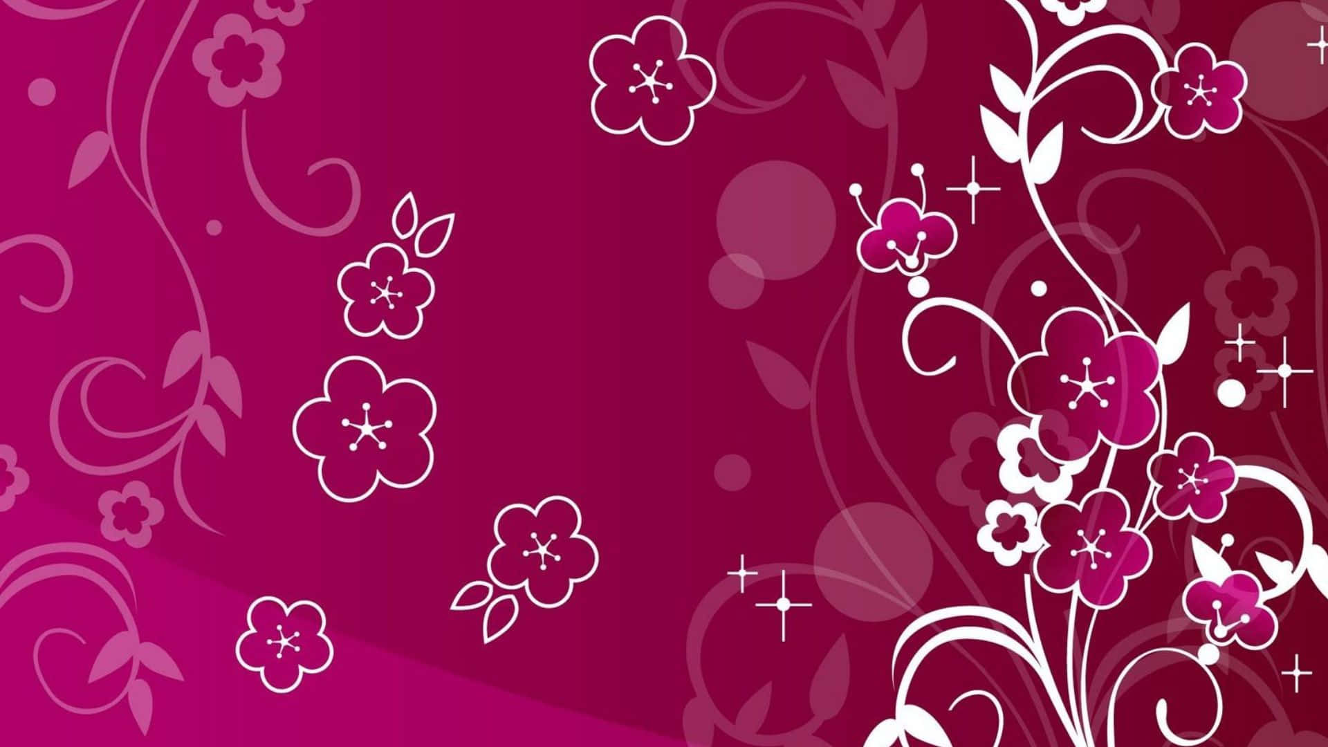 floral art, magenta, white, Full HD Desktop Wallpaper