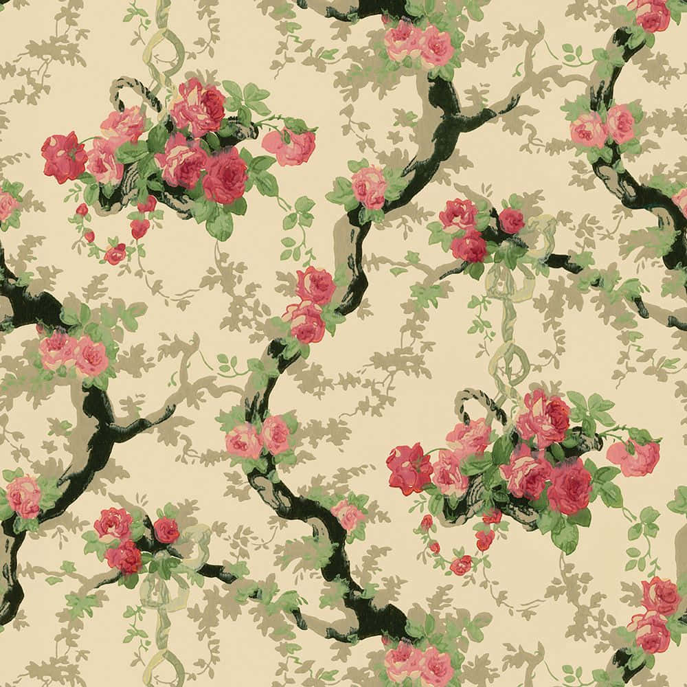 floral art, pink roses, dark vines, SD Desktop Wallpaper