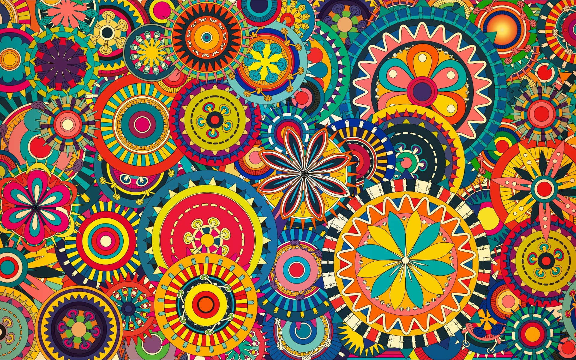 floral art, mandala patterns, psychedelic abstract design, Full HD Desktop Wallpaper
