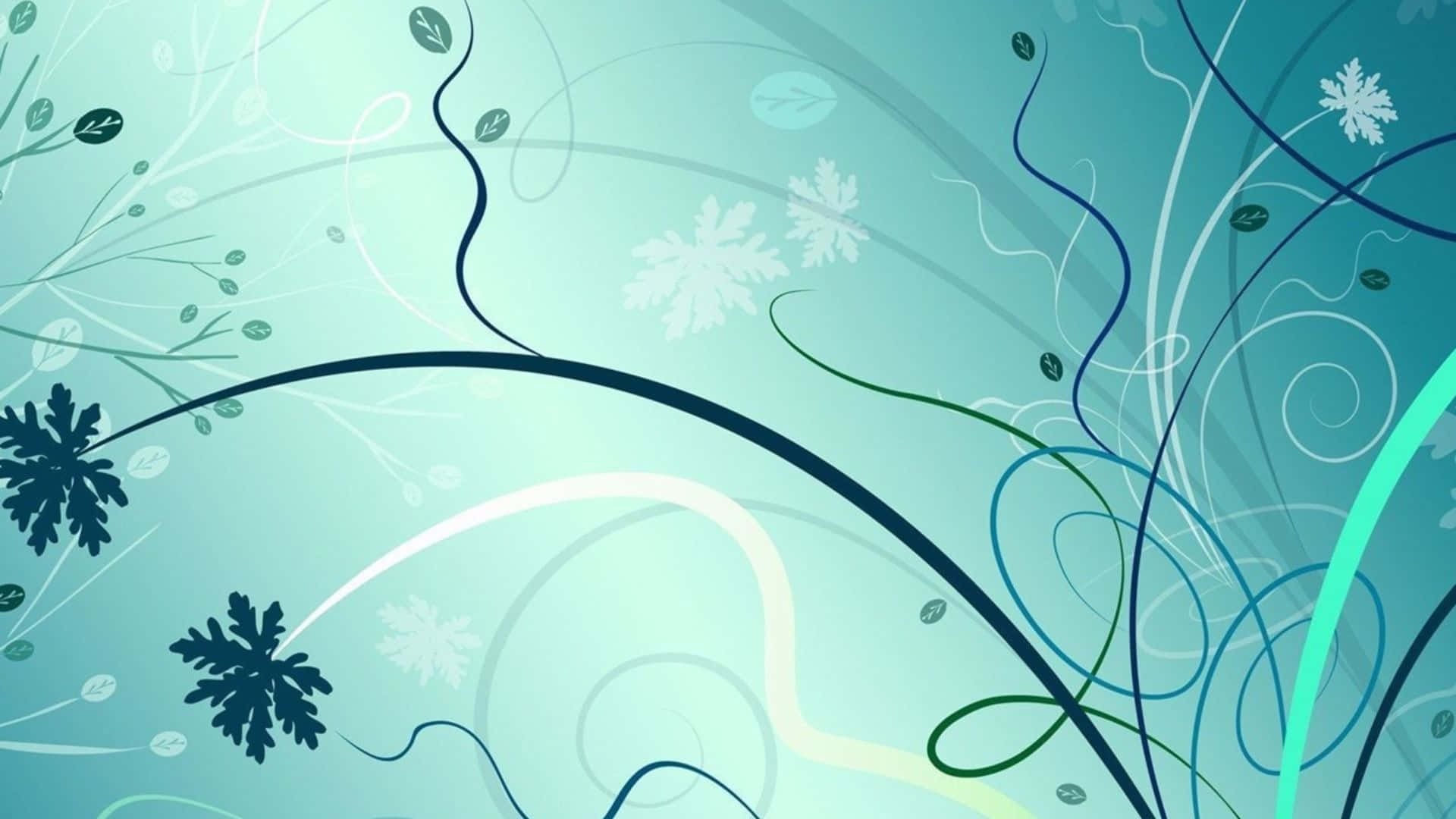 floral art, teal, white, Full HD Desktop Wallpaper