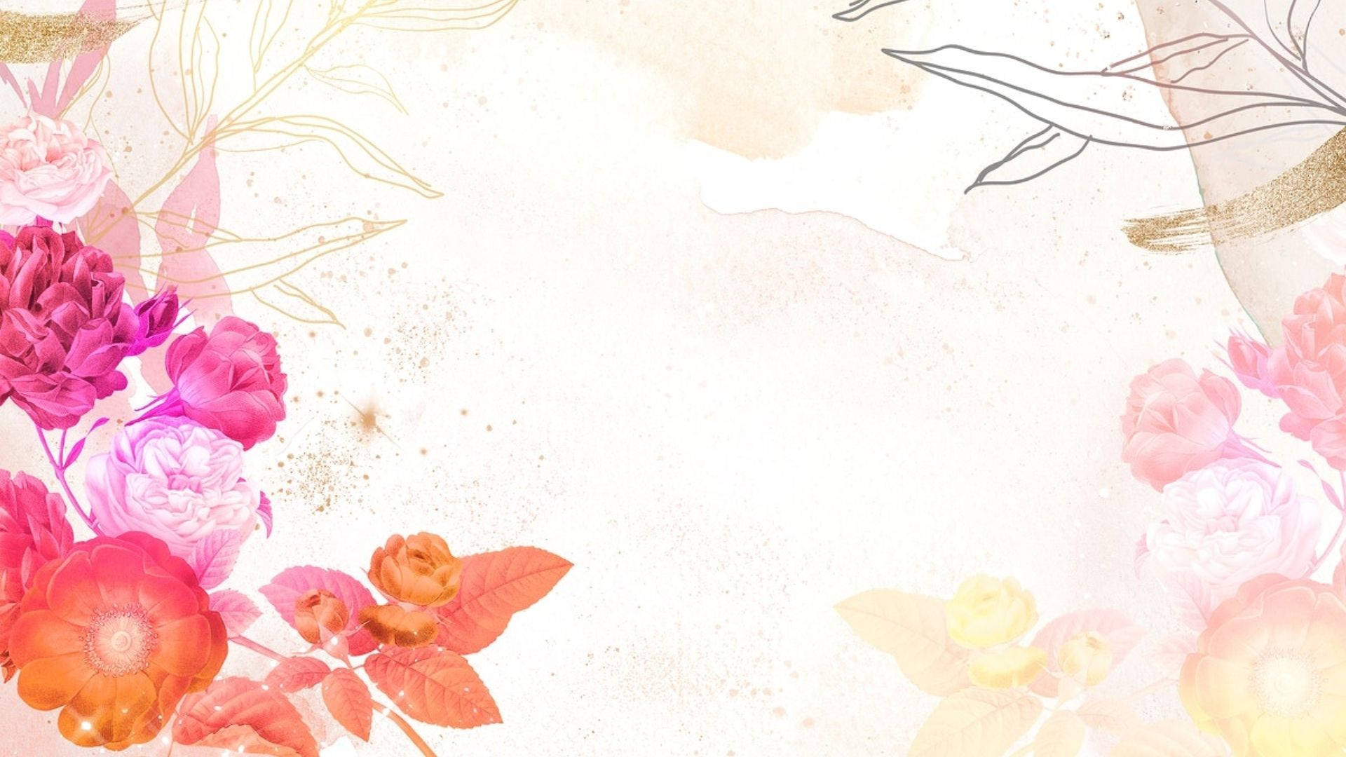 pink, orange, gold leaf, Full HD Desktop Wallpaper