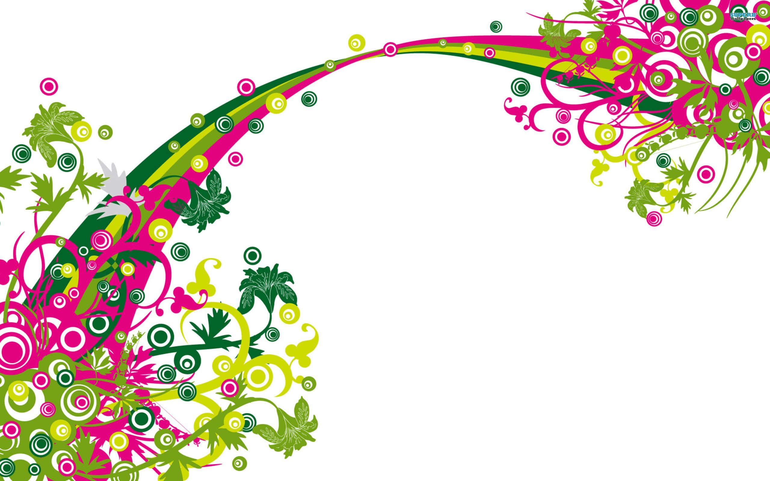 flower art, pink, green, 2K Desktop Wallpaper