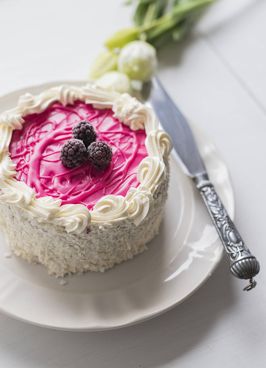 white textured cake, pink frosting, blackberries, HD Phone Wallpaper