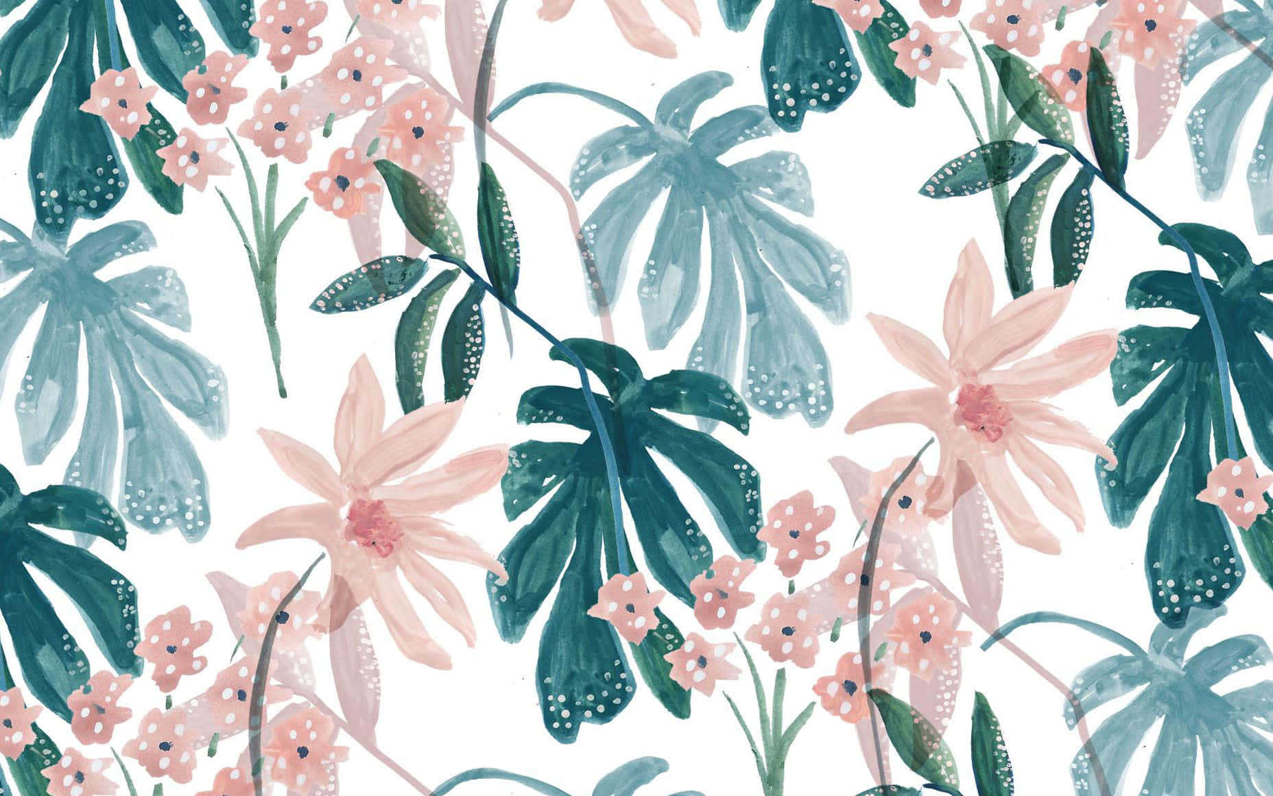 floral computer, watercolor pattern, pink flowers, HD Desktop Wallpaper